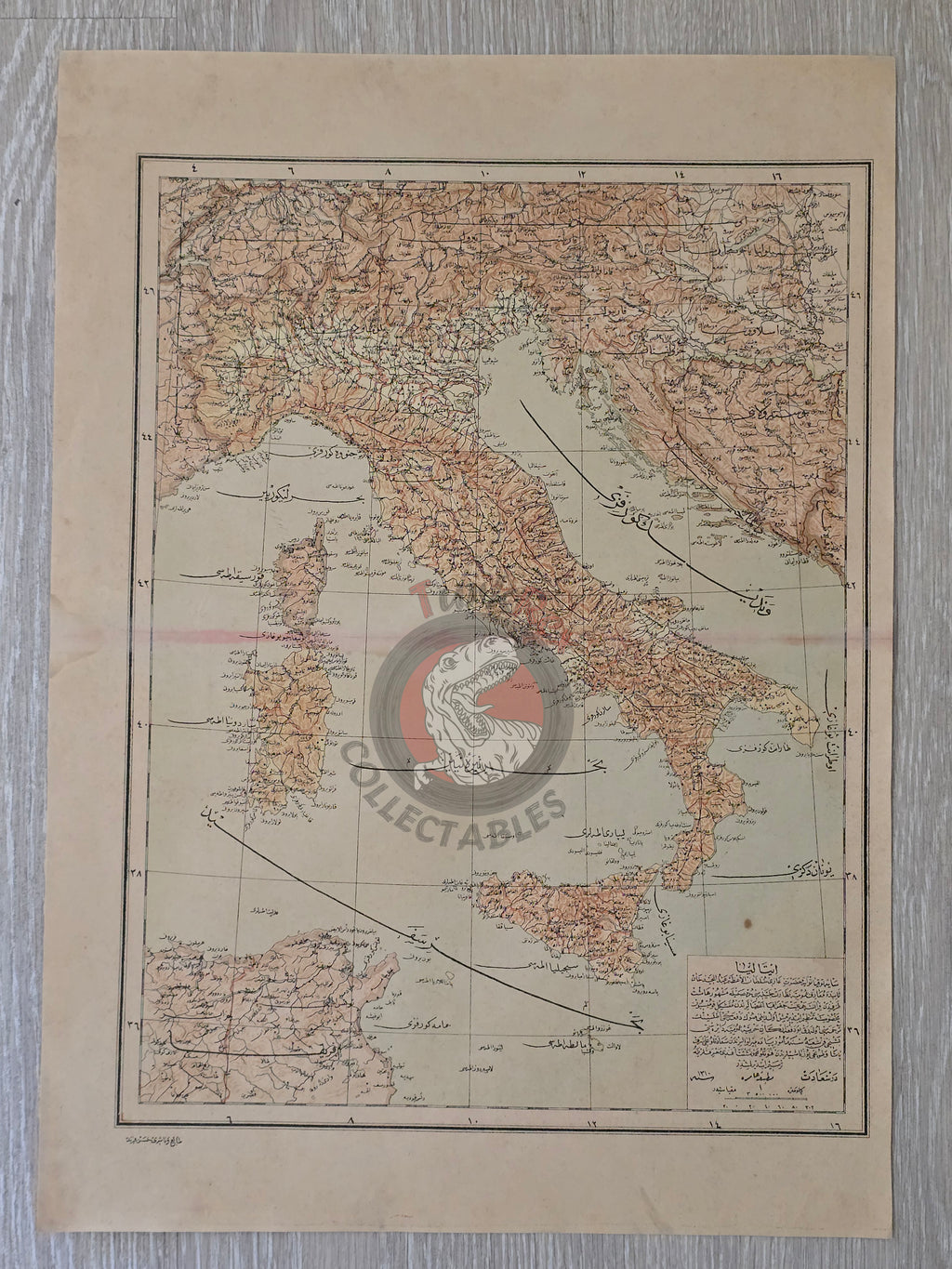 Italy 1894 Ottoman Atlas Map Empire Sardegna Corsica