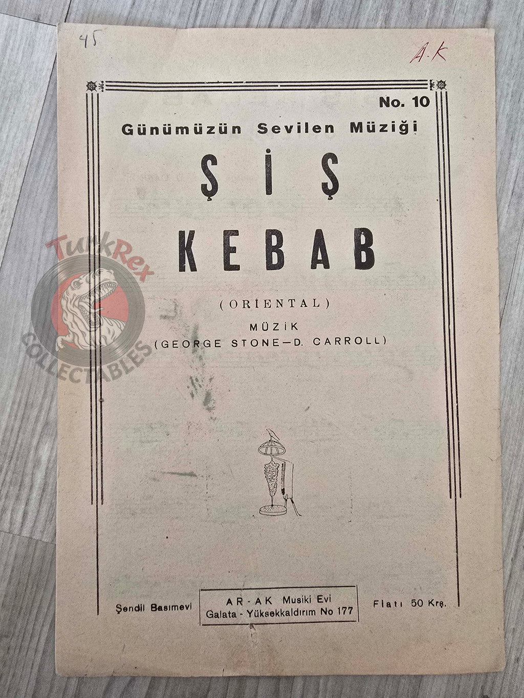 George Stone – Shish Kebab (Şiş) Turkish Vintage Musical Notes Sheet Turkey Oriental