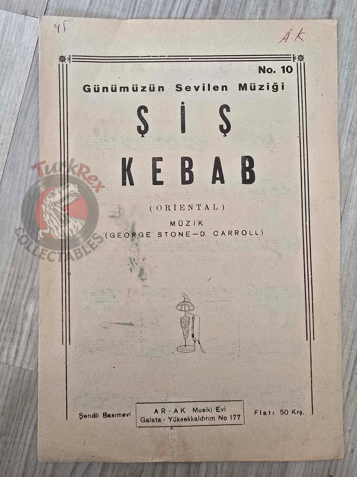 George Stone – Shish Kebab (Şiş) Turkish Vintage Musical Notes Sheet Turkey Oriental