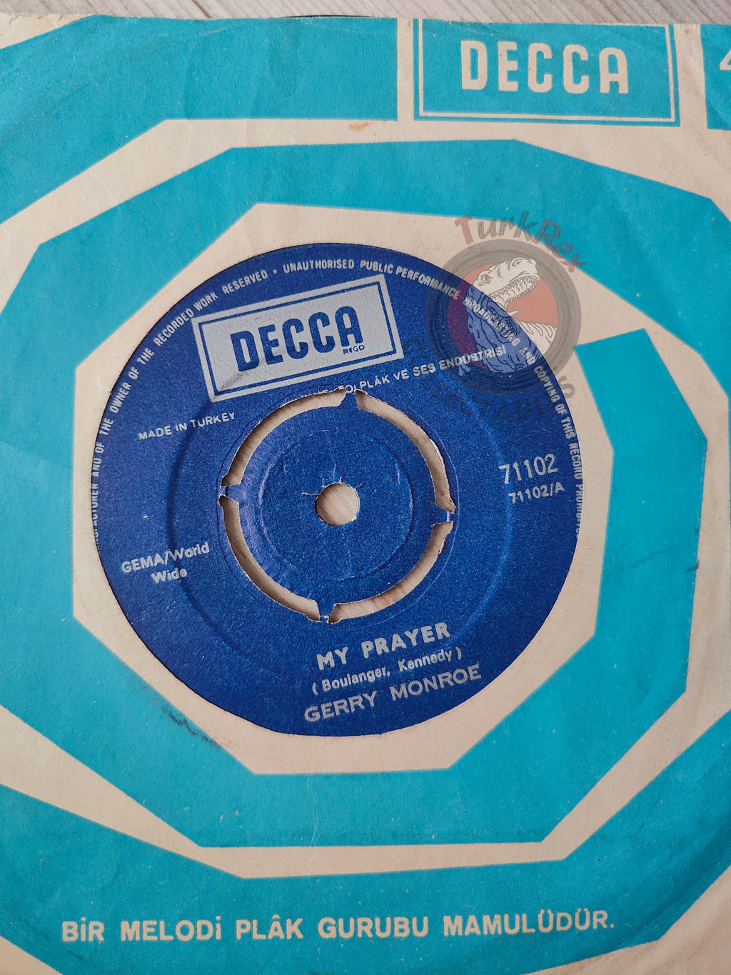 Gerry Monroe – My Prayer 7" Turkish Pressing Vinyl Turkey Edition