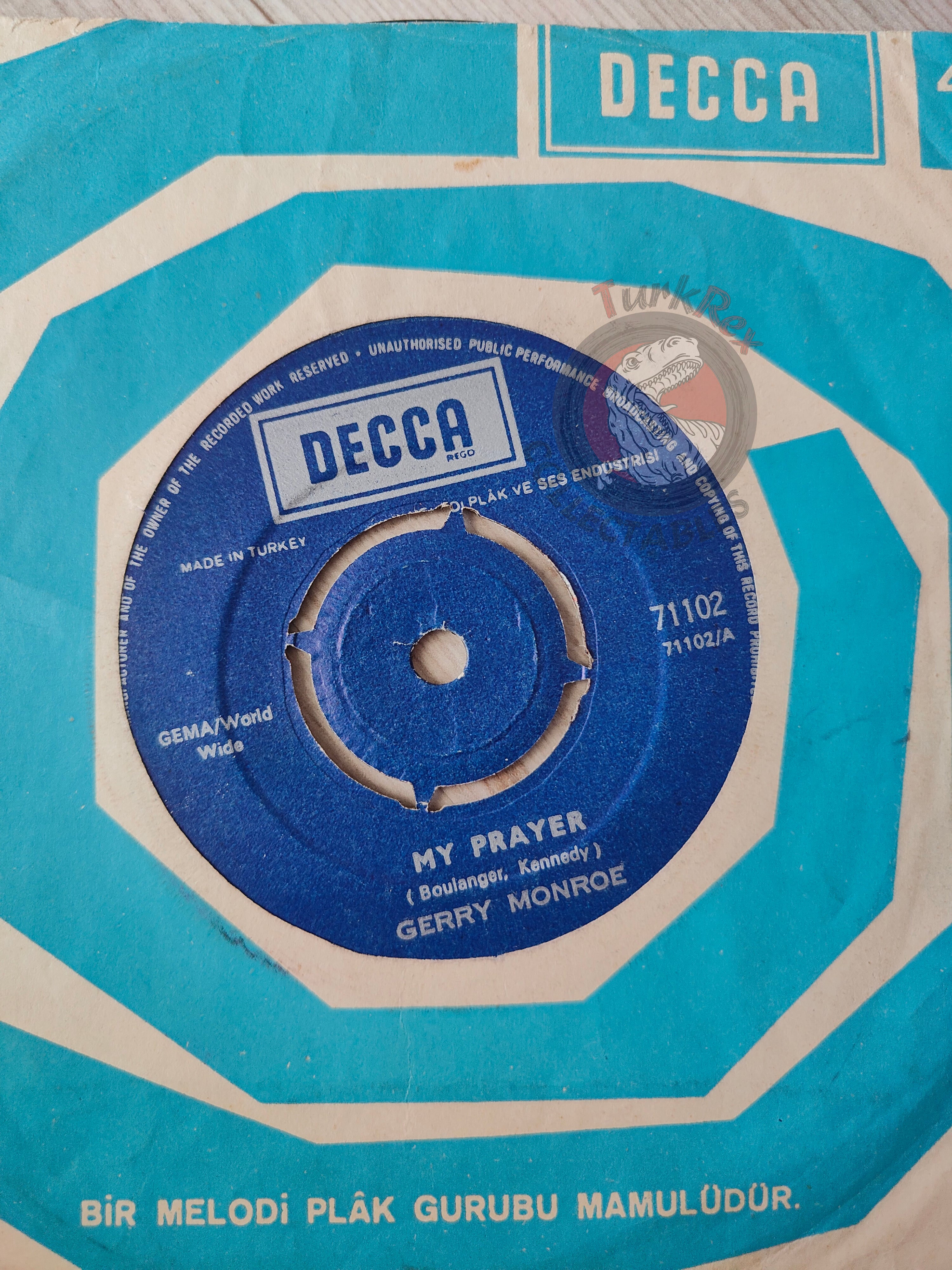 Gerry Monroe – My Prayer 7" Turkish Pressing Vinyl Turkey Edition