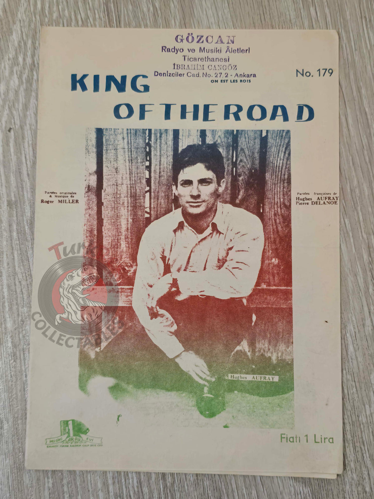 Hugues Aufray – King of the Road Turkish Vintage Musical Notes Sheet Turkey