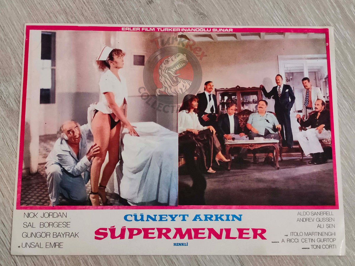 Süpermenler - 3 Supermen Against the Godfather Lobby Card Turkish Movie Superman 2