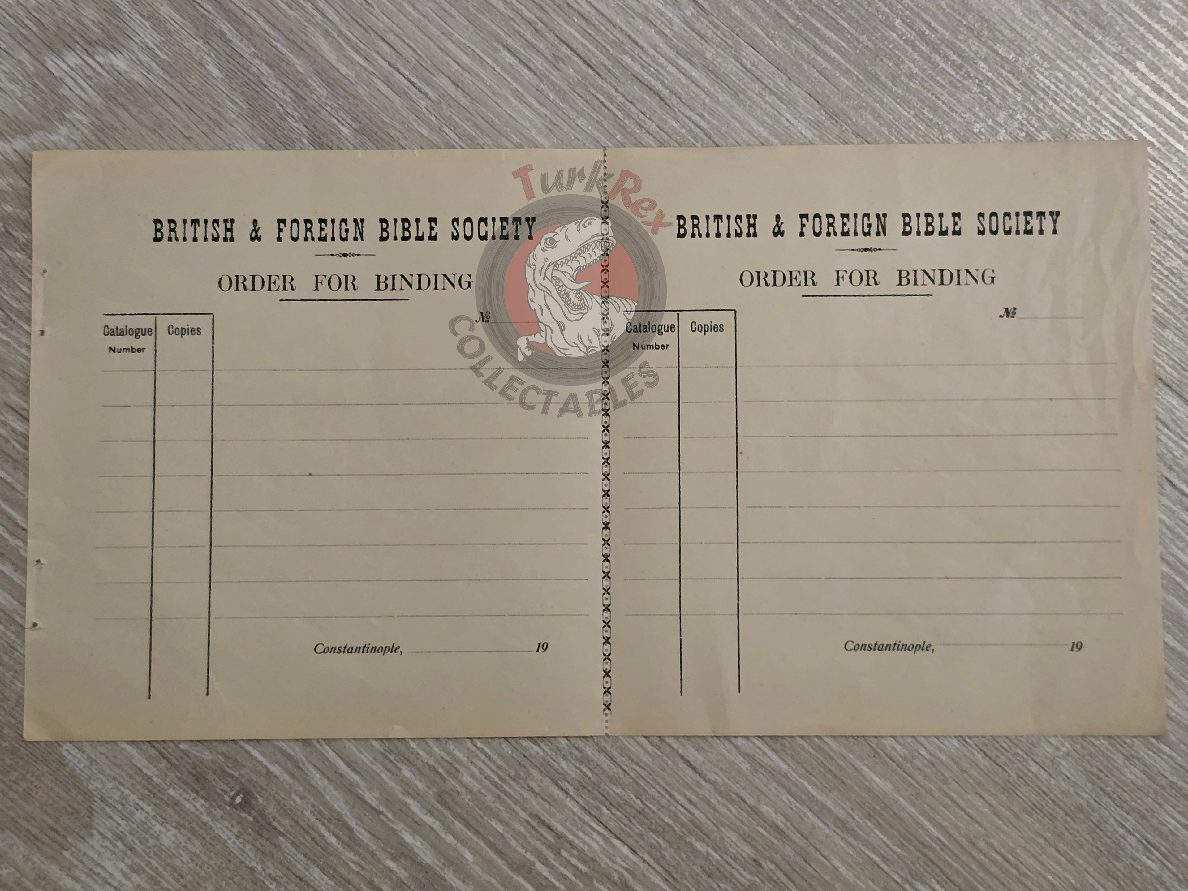 British & Foreign Bible Society Book Order Form Ottoman Empire Era