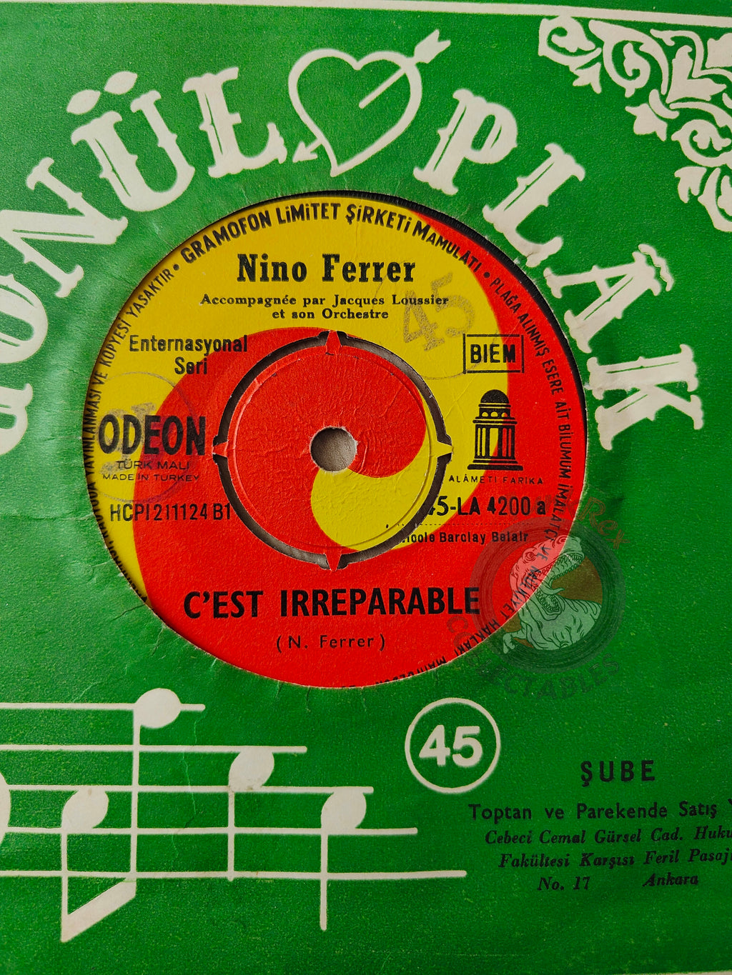 Nino Ferrer – C'est Irreparable 7" Turkish Pressing Vinyl Turkey Edition