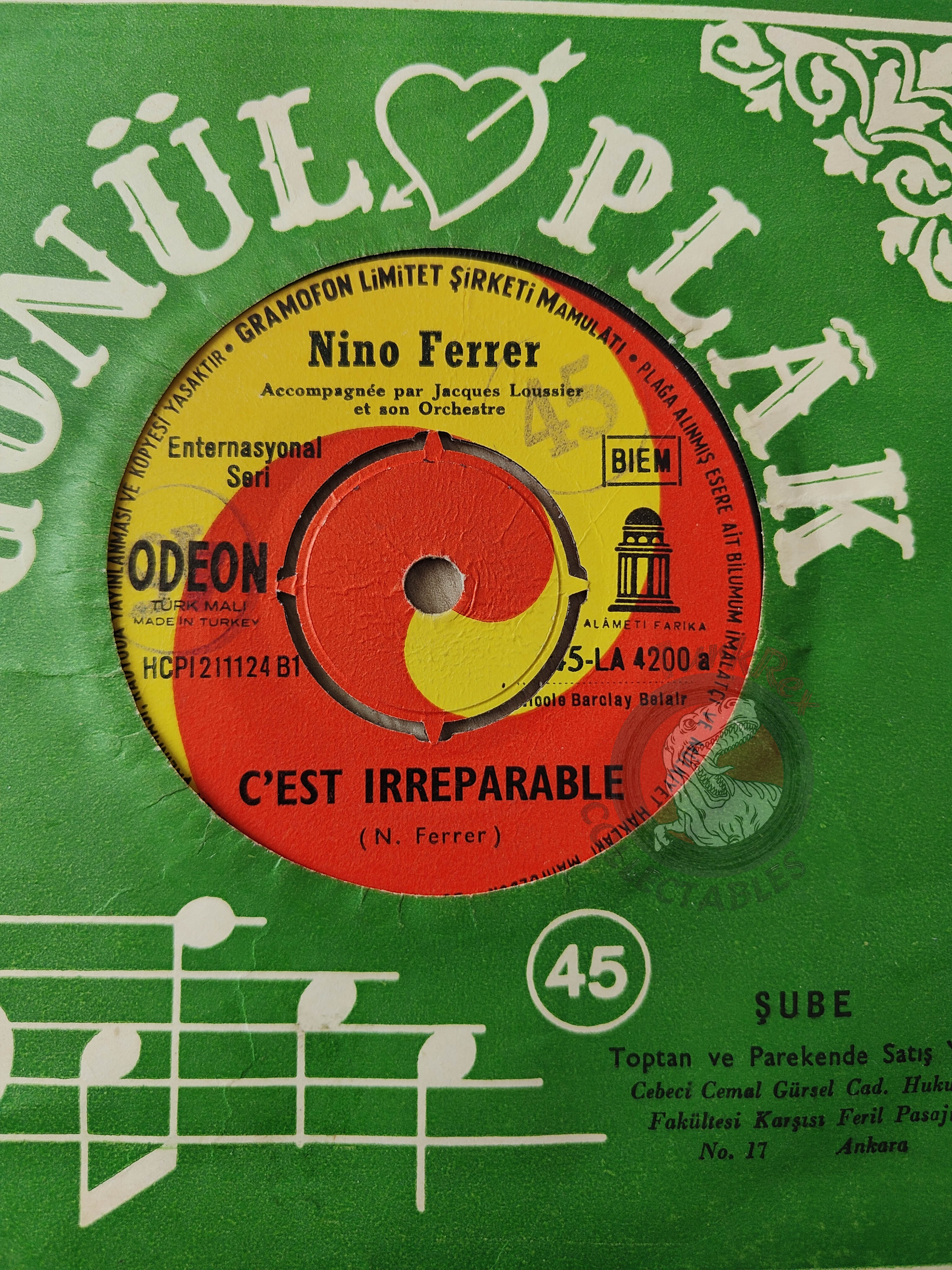 Nino Ferrer – C'est Irreparable 7" Turkish Pressing Vinyl Turkey Edition