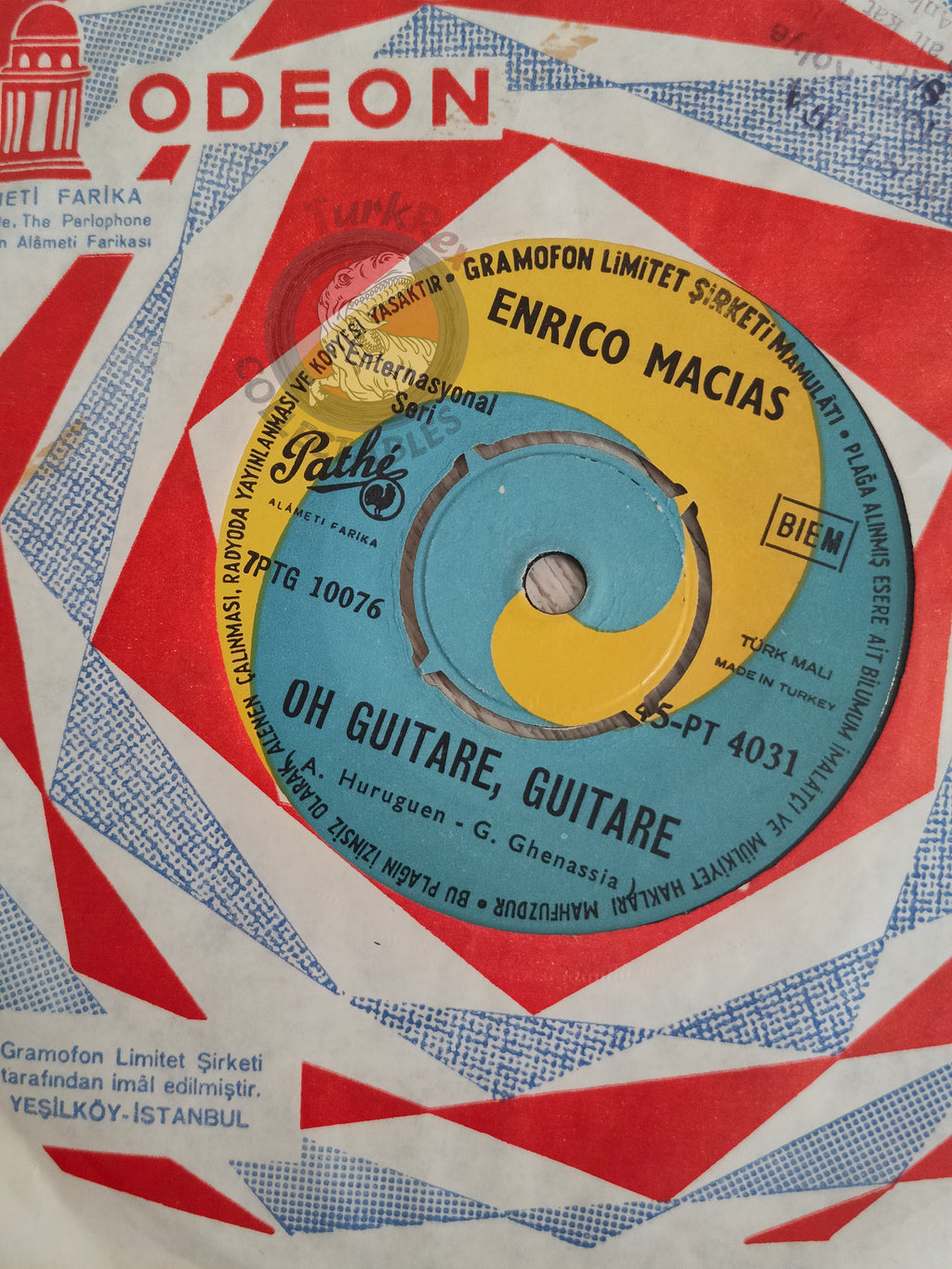Enrico Macias –  Oh Guitare, Guitare 7" Turkish Pressing Vinyl Turkey Edition 1