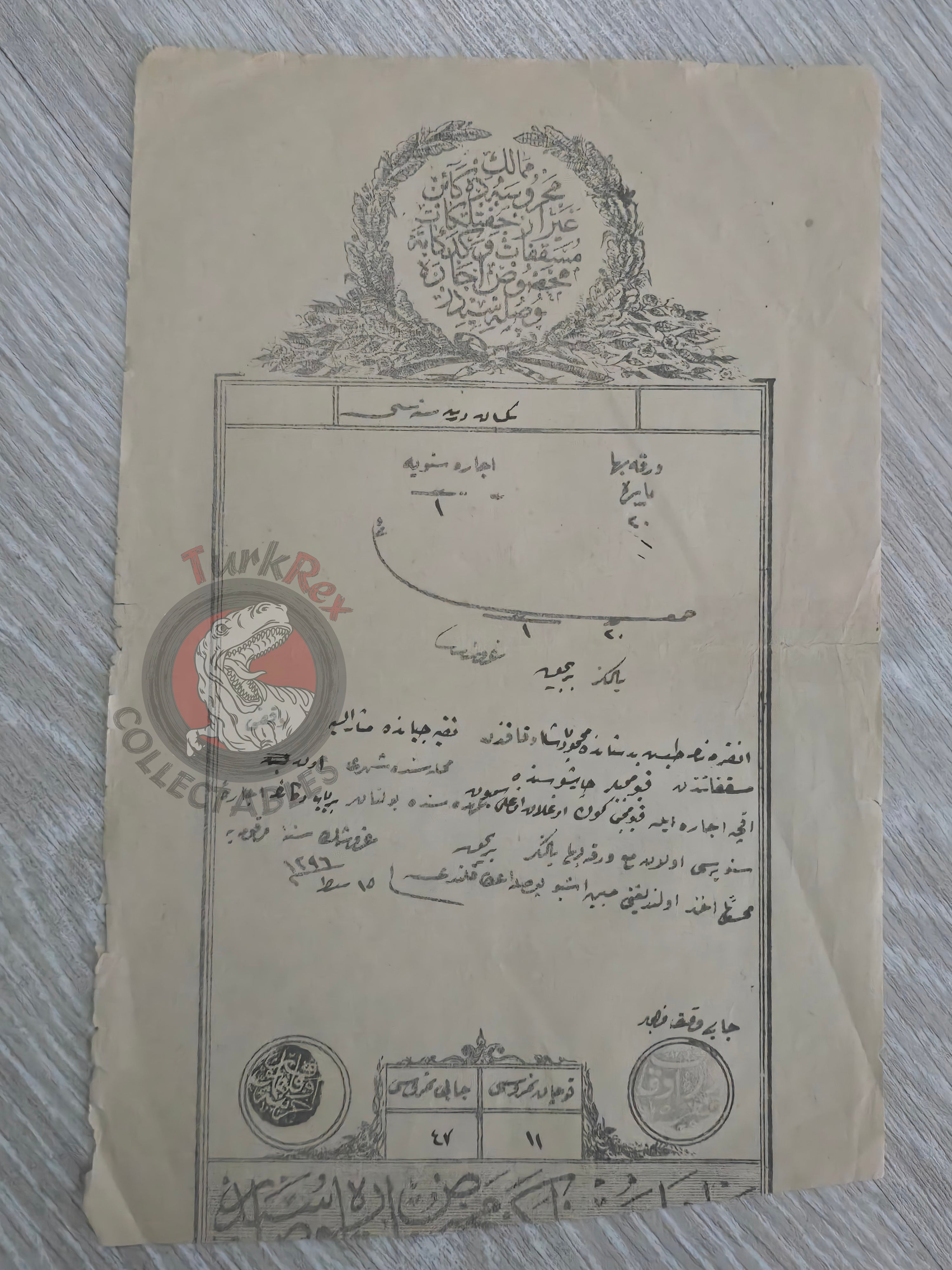 Ottoman 1881 Waqf Rental Certificate Jeweler’s Shop Takyeciyân Ankara Armenian Citizen Armenia