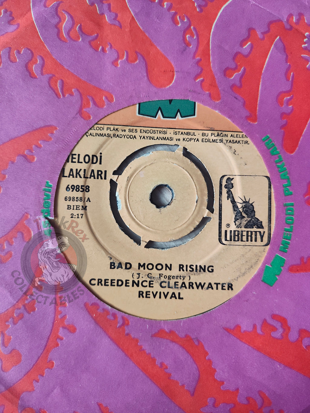 Creedence Clearwater Revival – Bad Moon Rising 7" Turkish Pressing Vinyl Turkey Edition