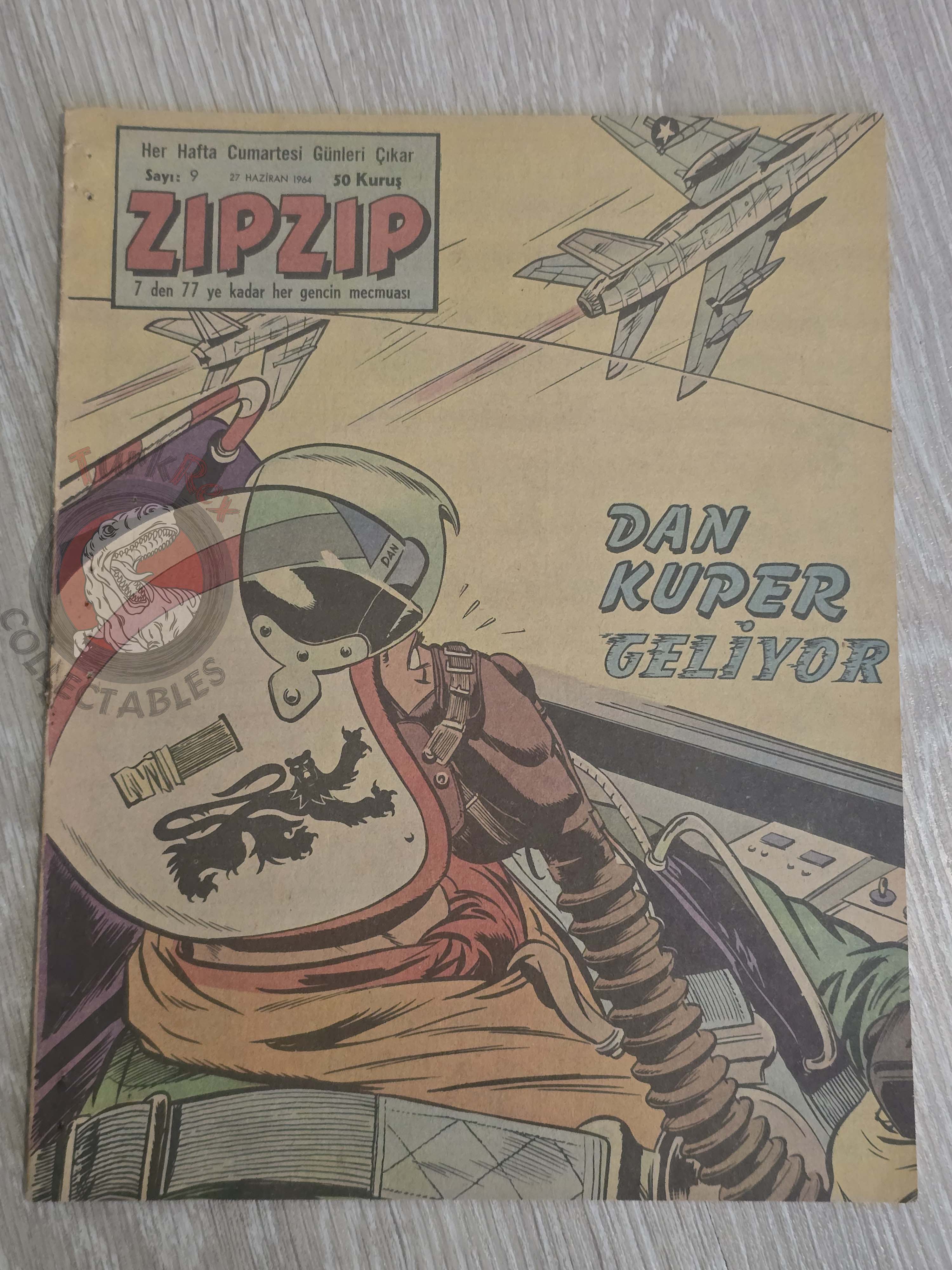 ZıpZıp #9 Dan Cooper 1964 Tintin Magazine Turkish Comic Turkey Ric Hochet Pom et Teddy
