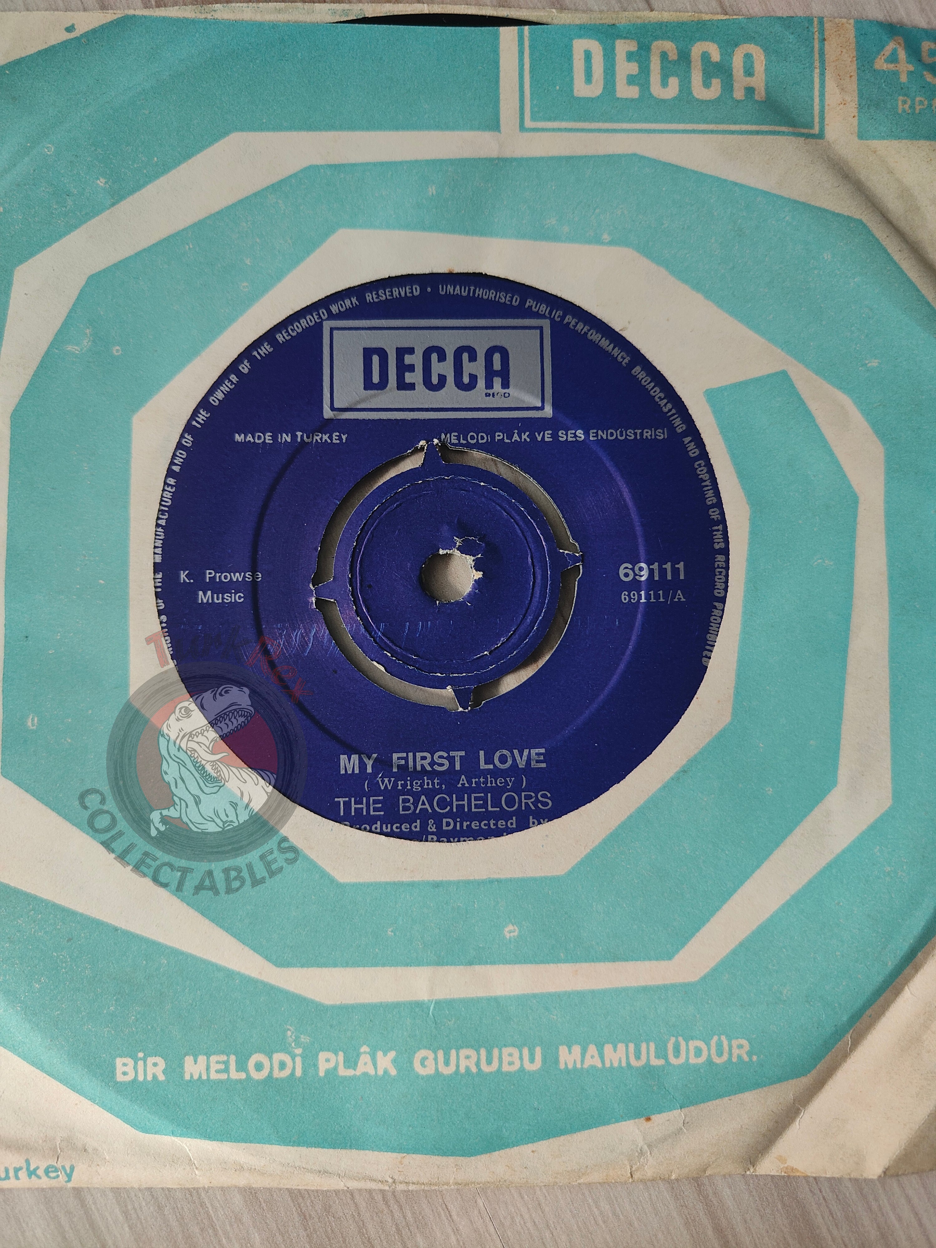 The Bachelors – My First Love 7" Turkish Pressing Vinyl Turkey Edition