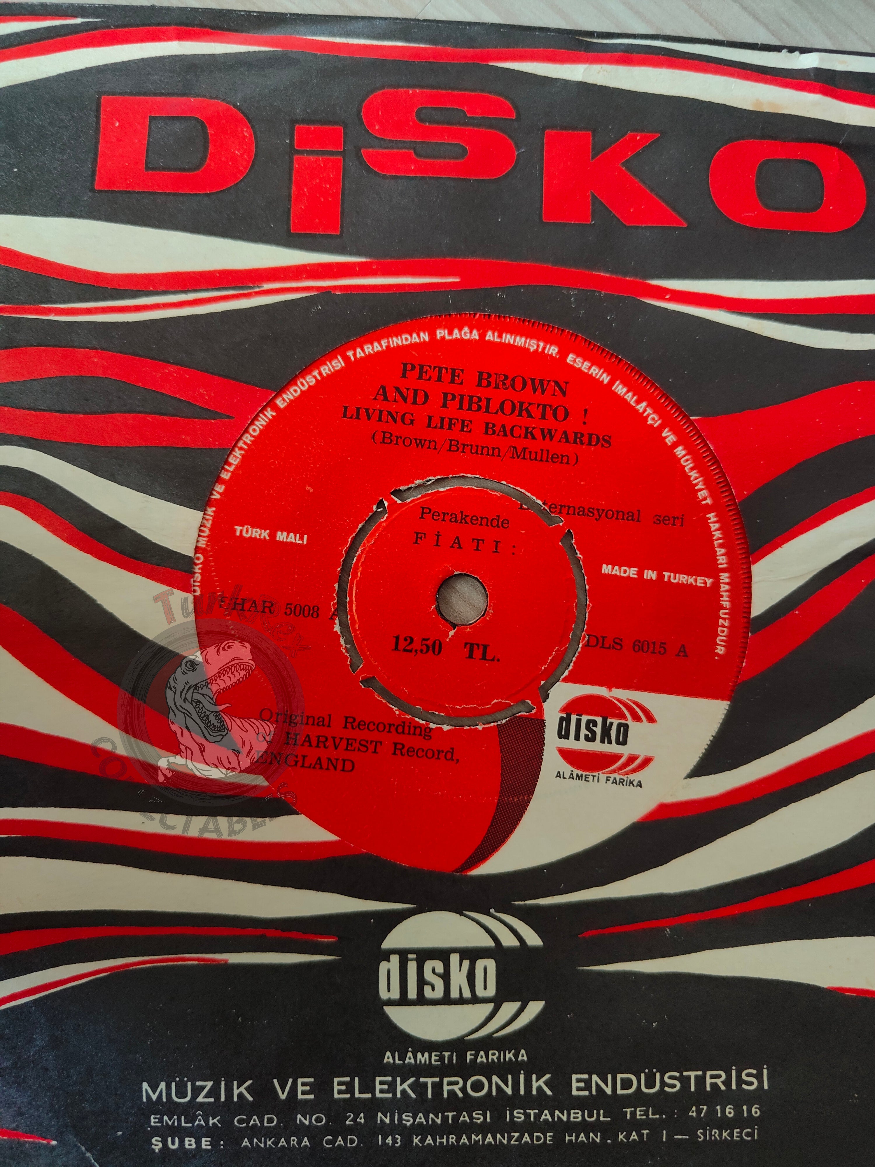Pete Brown & Piblokto! – Living Life Backwards 7" Turkish Pressing Vinyl Turkey Edition