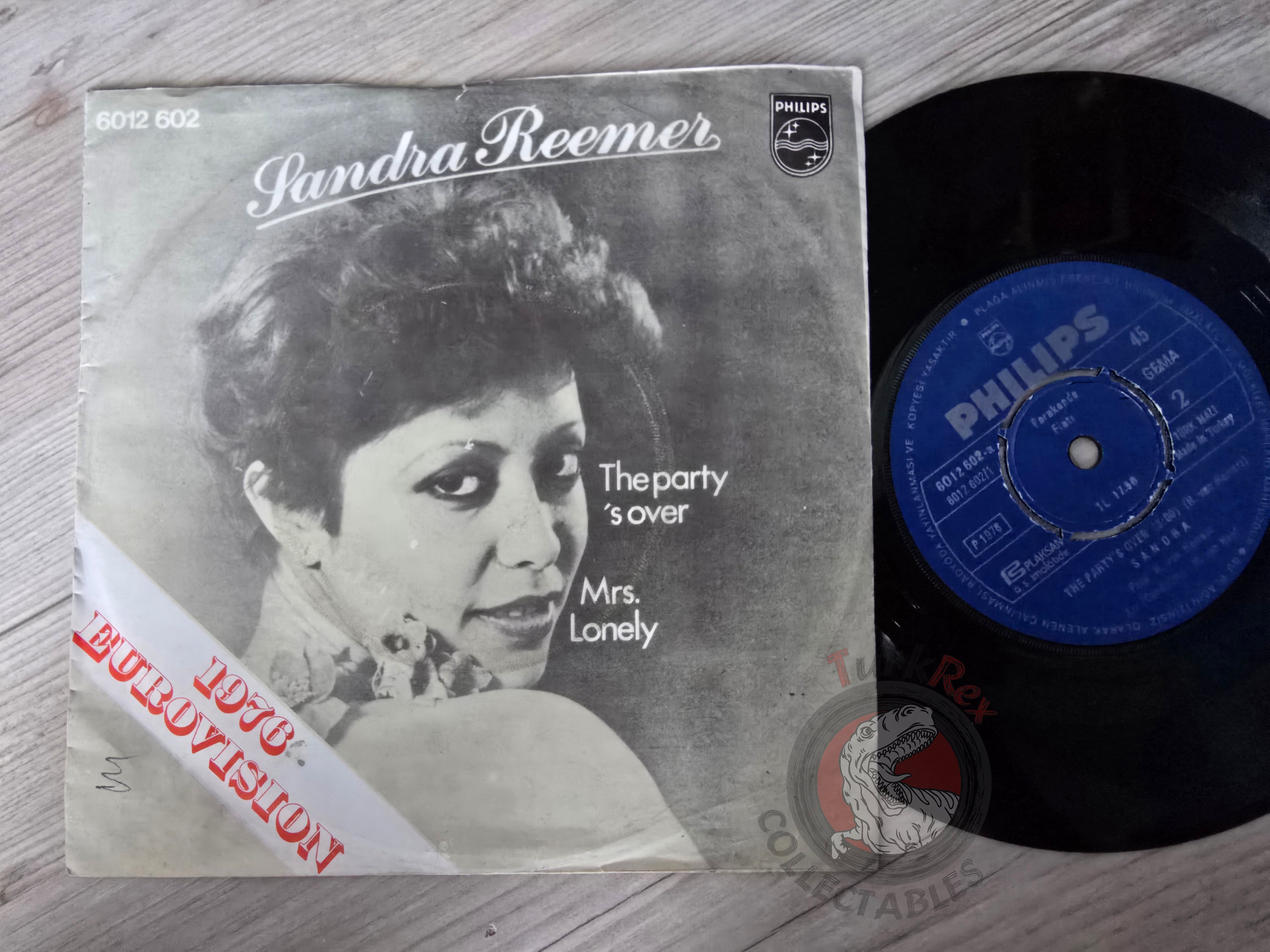 Sandra Reemer – The Party 's Over 7" Turkish Pressing Vinyl Turkey Edition Eurovision
