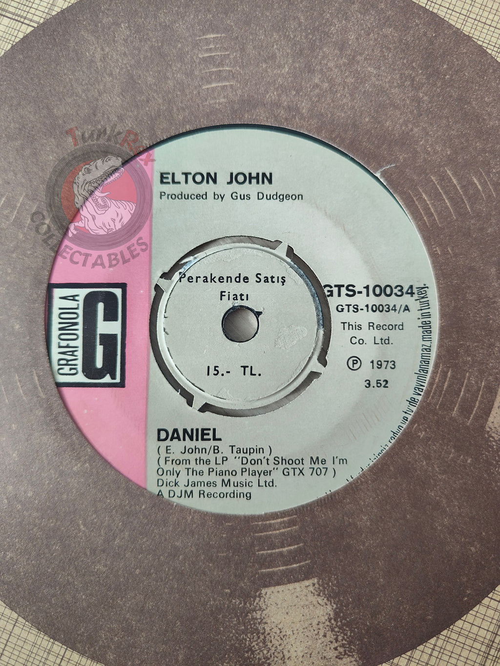 Elton John – Daniel 7" Turkish Pressing Vinyl Turkey Edition