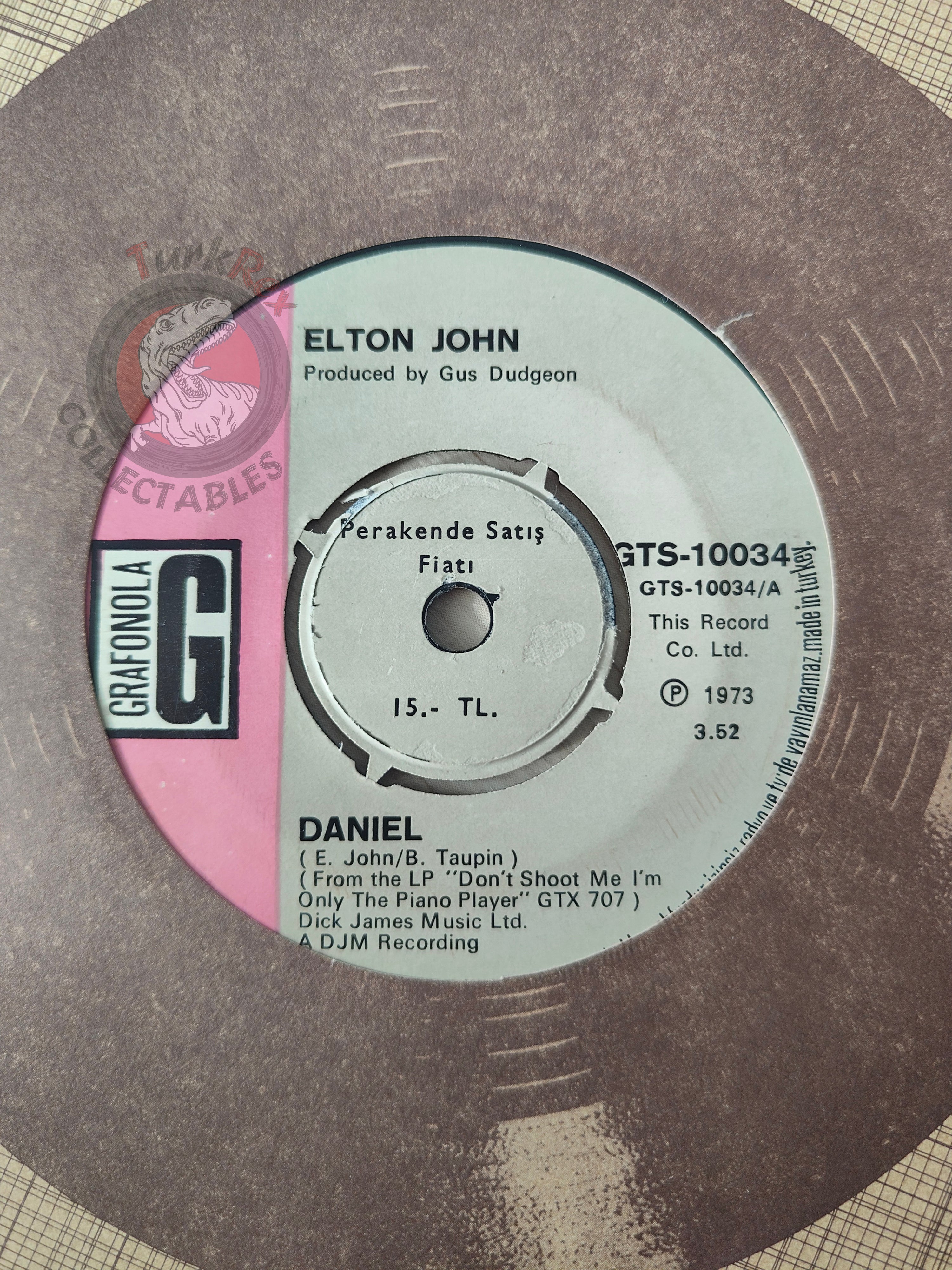 Elton John – Daniel 7" Turkish Pressing Vinyl Turkey Edition