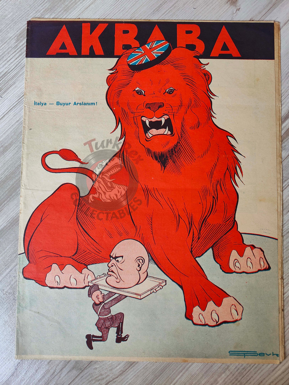 Akbaba 1943 Humor Magazine Turkish Turkey Italy Britain WW2 era Mussolini Germany Pope