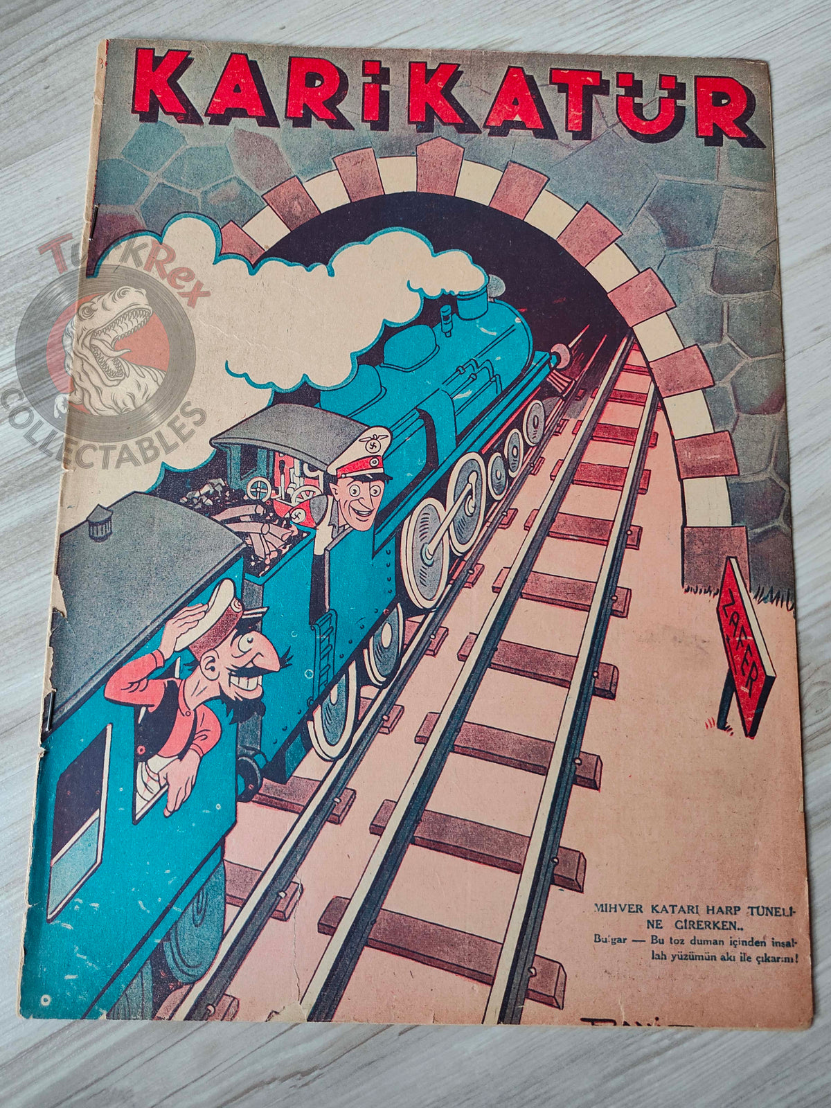 Karikatür 1944 Humor Magazine Turkish Turkey The Axis Train Germany Bulgaria WW2 era