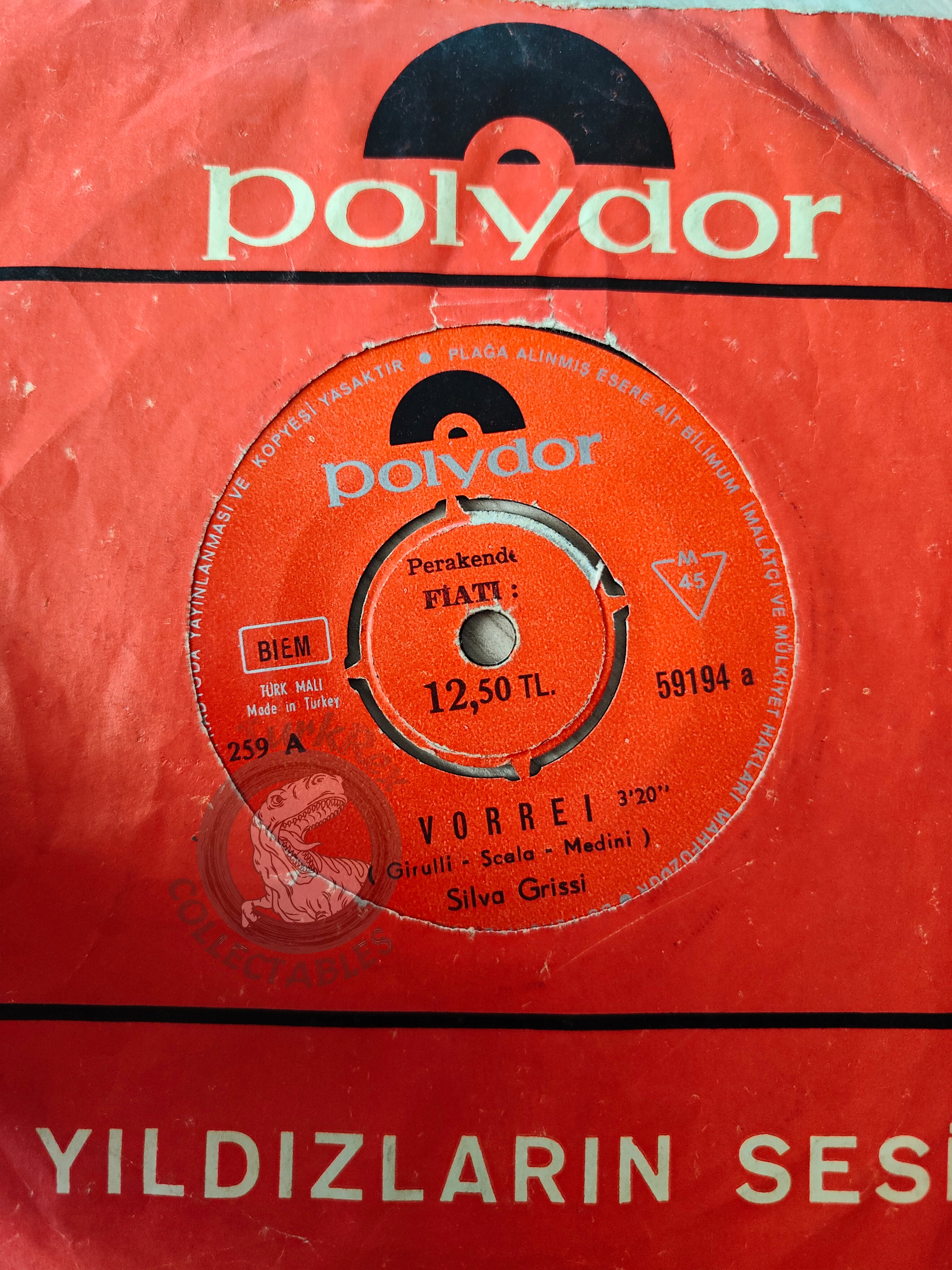 Silva Grissi – Vorrei 7" Turkish Pressing Vinyl Turkey Edition