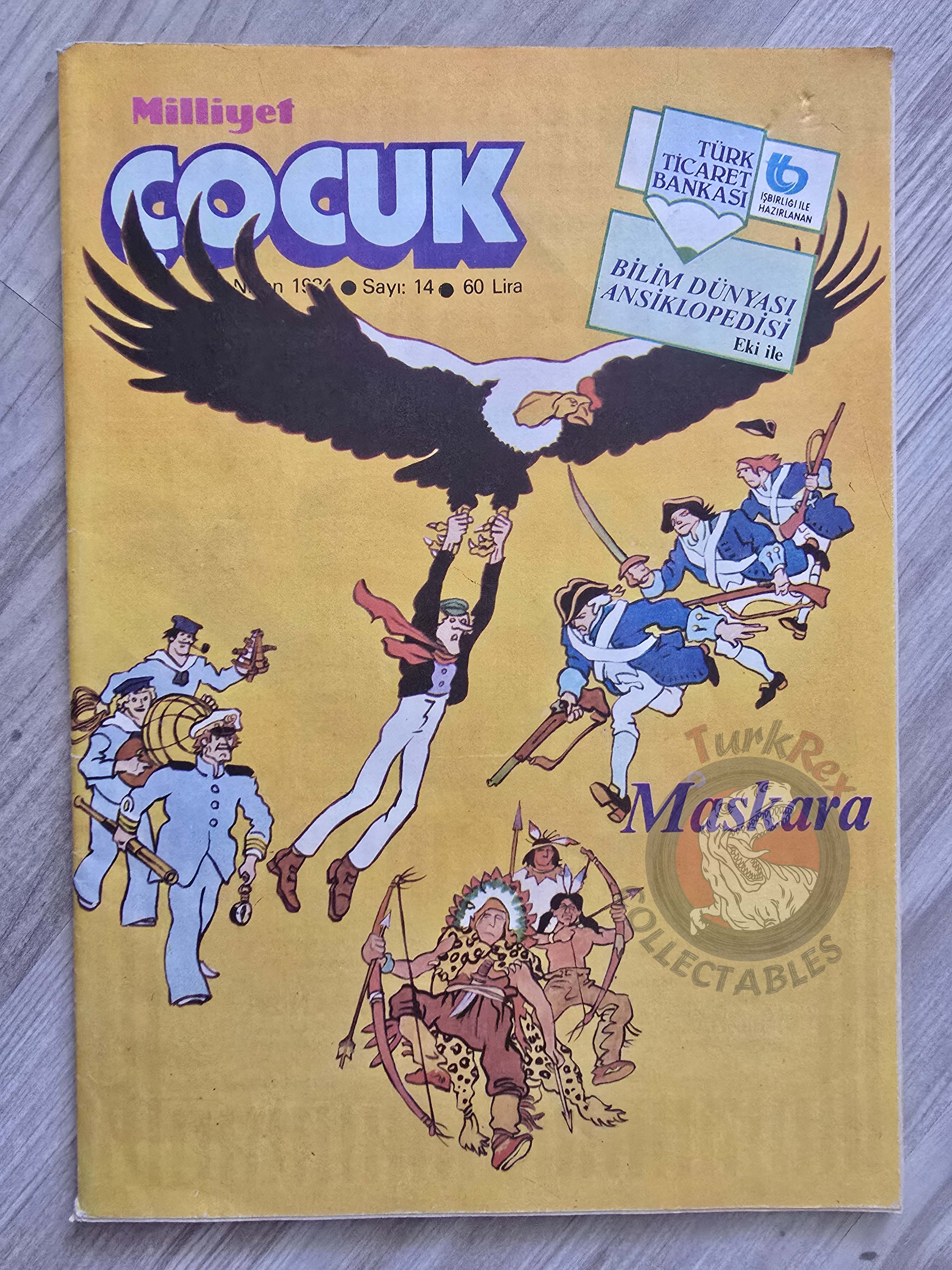 Milliyet Çocuk #14 1984 Turkish Comic Turkey l'étalon noir Bob Morane Stefi Gigantik Lucky Luke