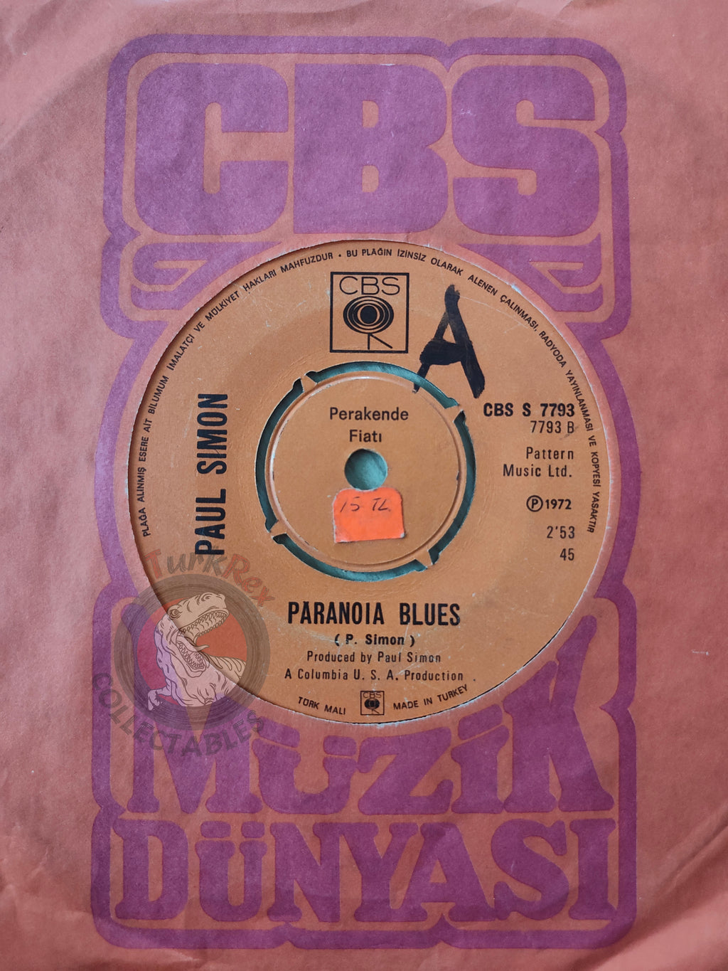 Paul Simon – Mother And Child Reunion 7" Turkish Pressing Vinyl Turkey Edition
