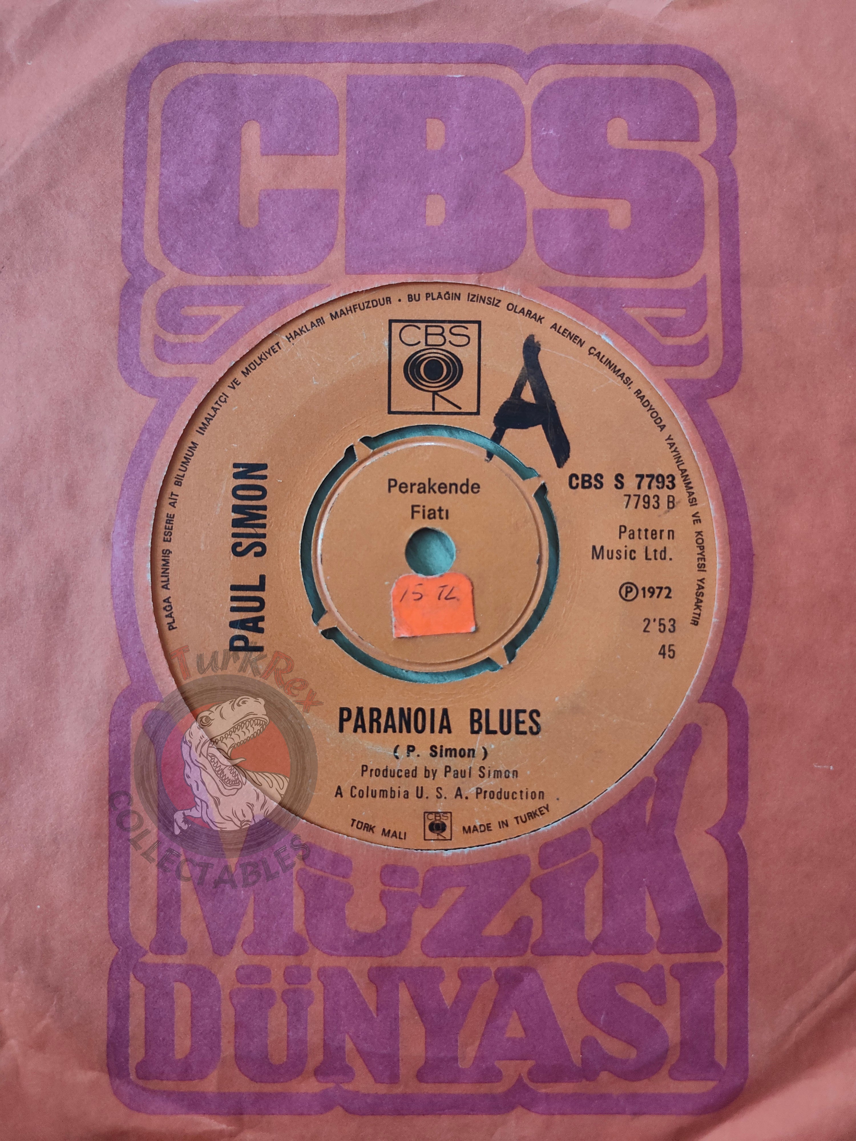 Paul Simon – Mother And Child Reunion 7" Turkish Pressing Vinyl Turkey Edition
