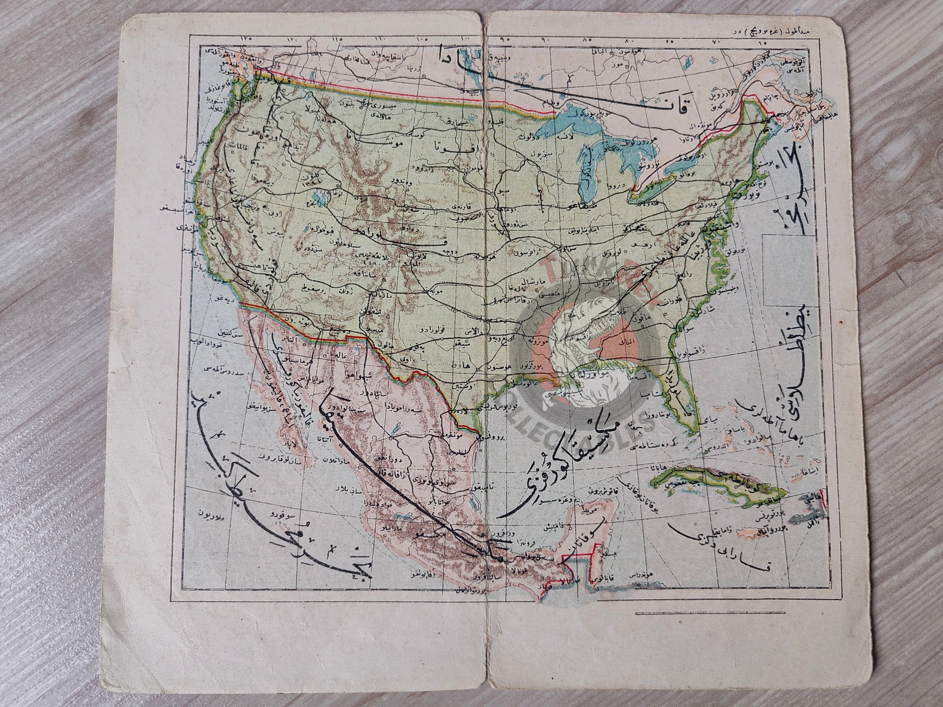 North America 1906 Ottoman Atlas Map Ottoman Empire USA Canada Mexico