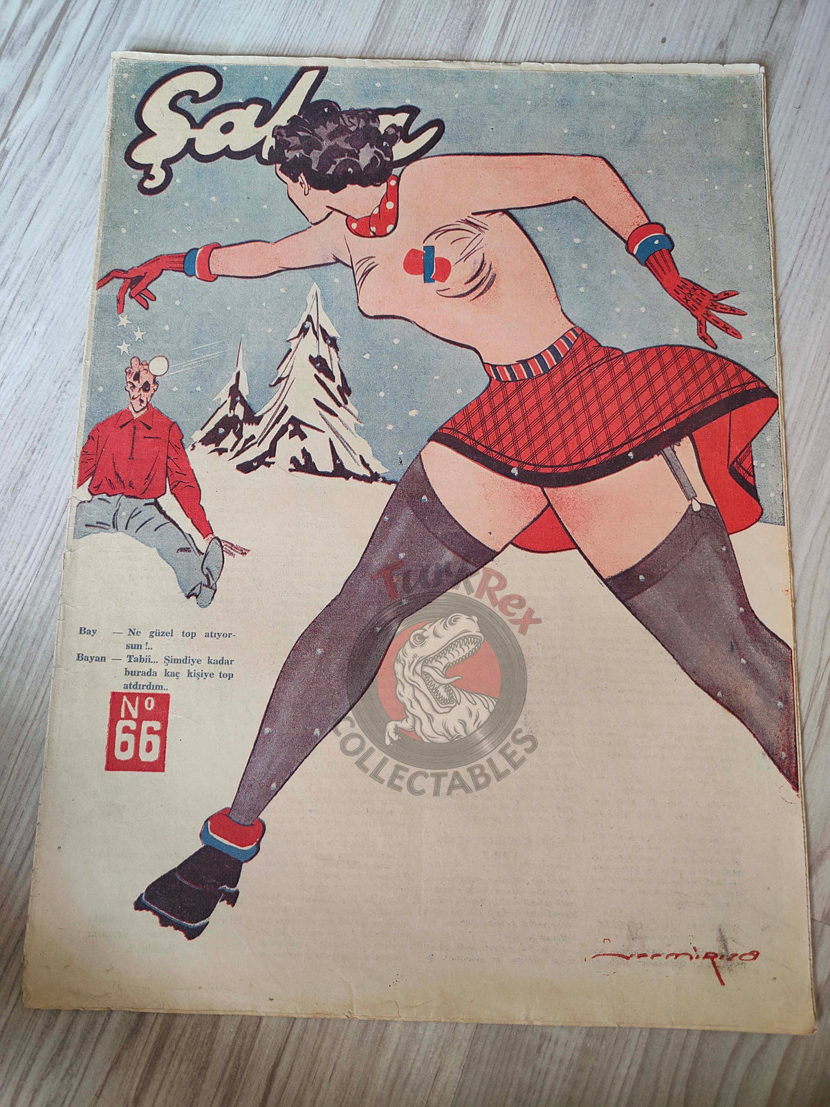 Şaka 1942 Humor Magazine Turkish Turkey Winter Pin-Up Cover WW2 era Singer Arlon