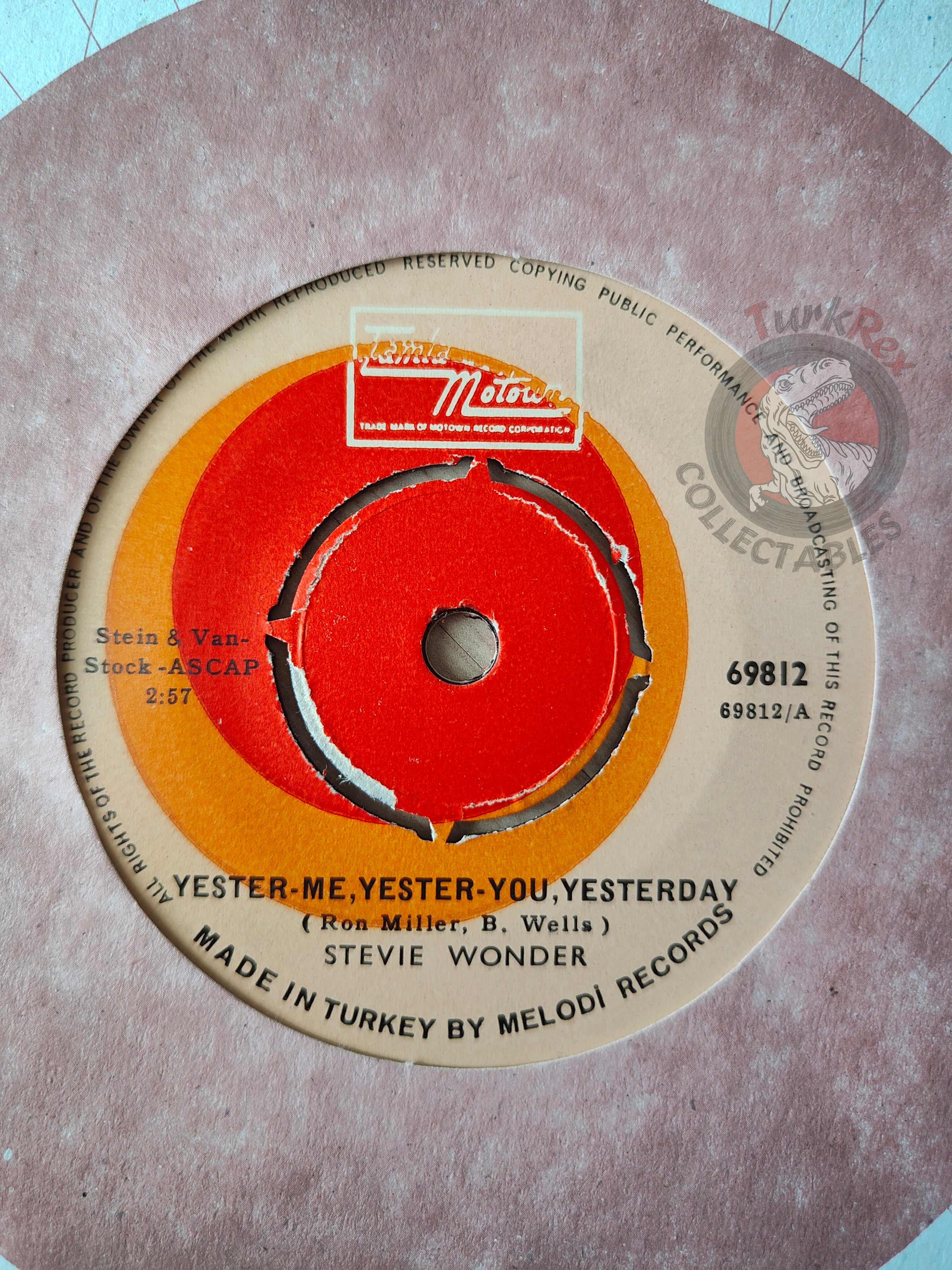Stevie Wonder – Yester-Me, Yester-You, Yesterday 7" Turkish Pressing Vinyl Turkey Edition