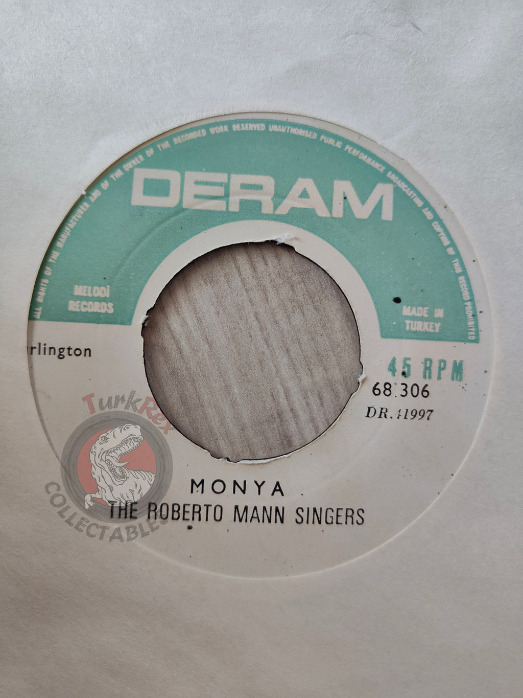 The Roberto Mann Singers – Monya 7" Turkish Pressing Vinyl Turkey Edition