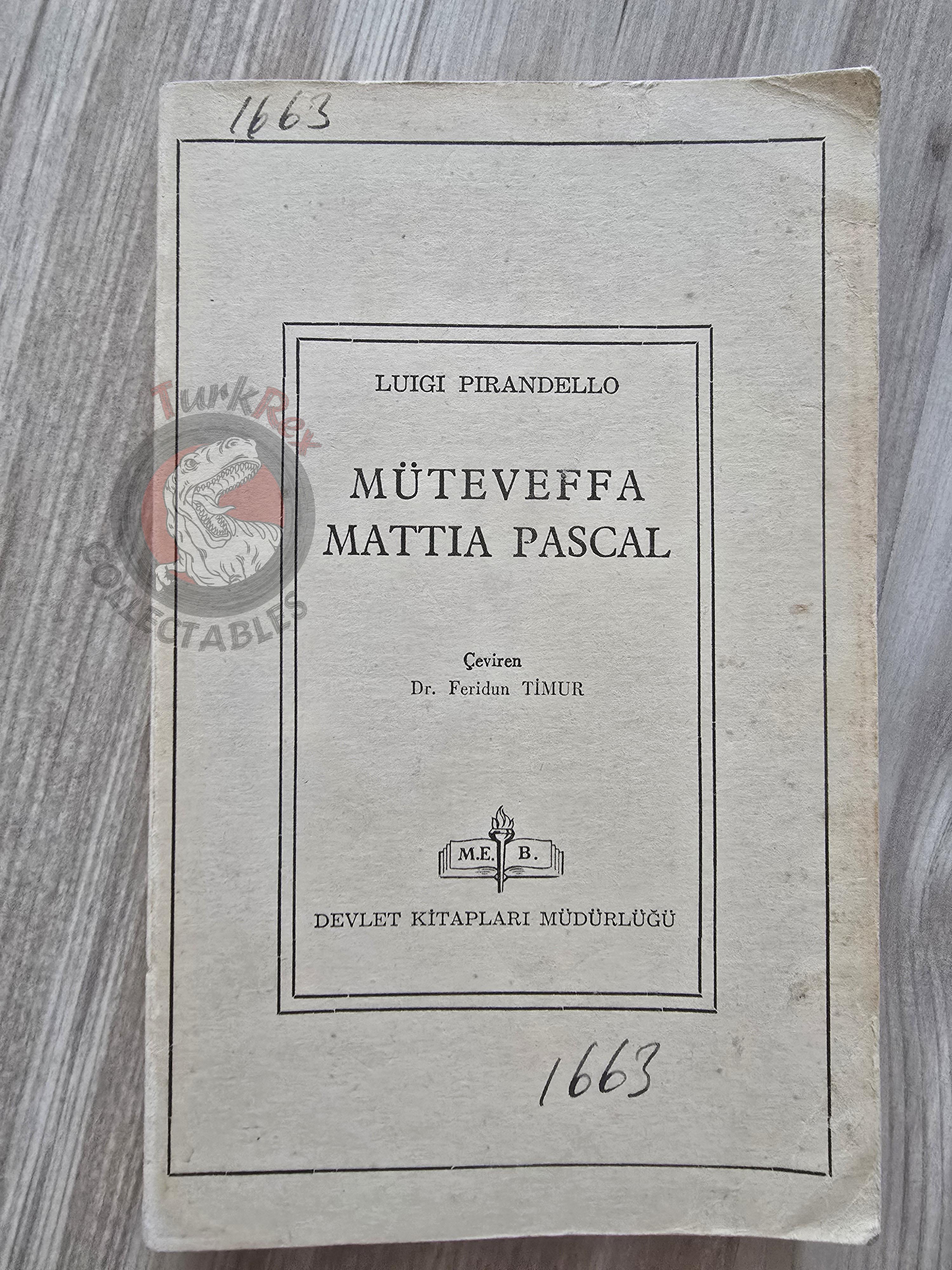 Luigi Pirandello – Il Fu Mattia Pascal 1967 1st Turkish Book Turkey