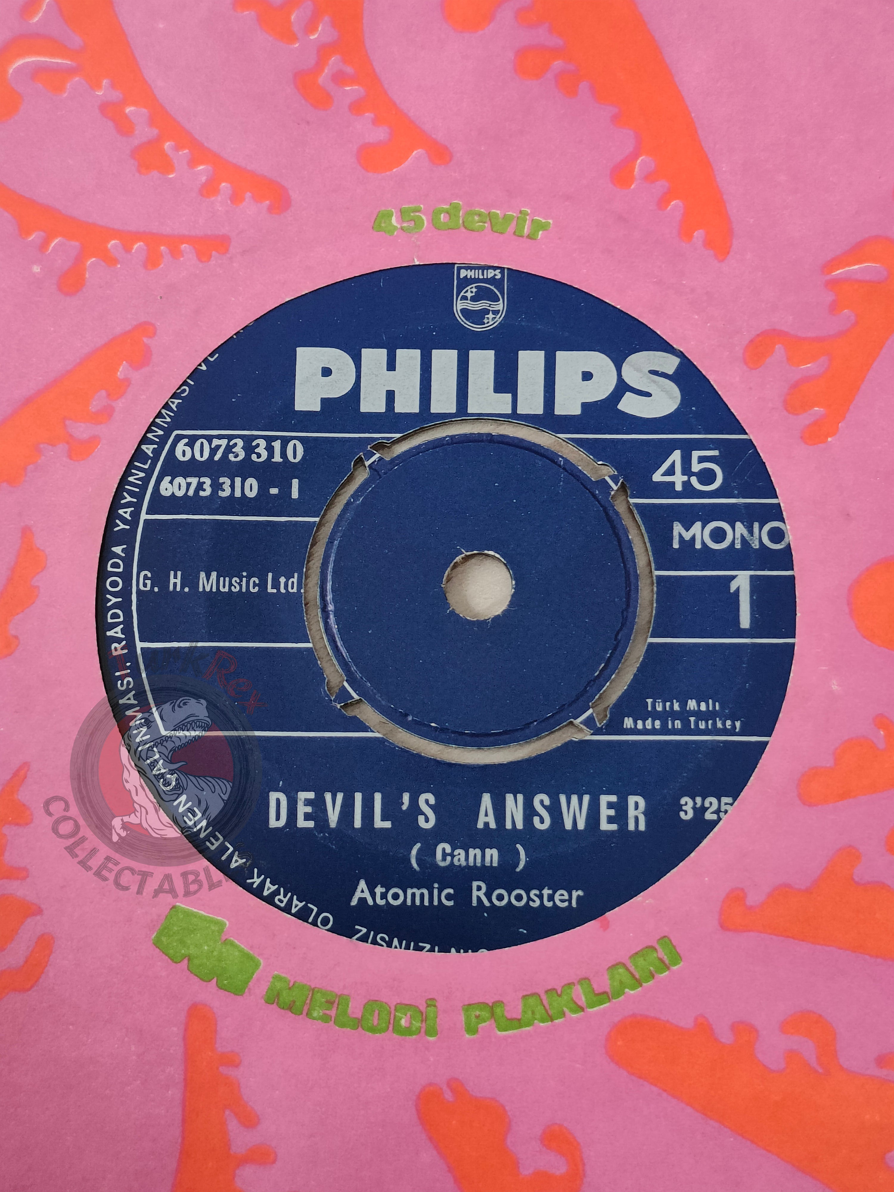 Atomic Rooster – Devil's Answer 7" Turkish Pressing Vinyl Turkey Edition