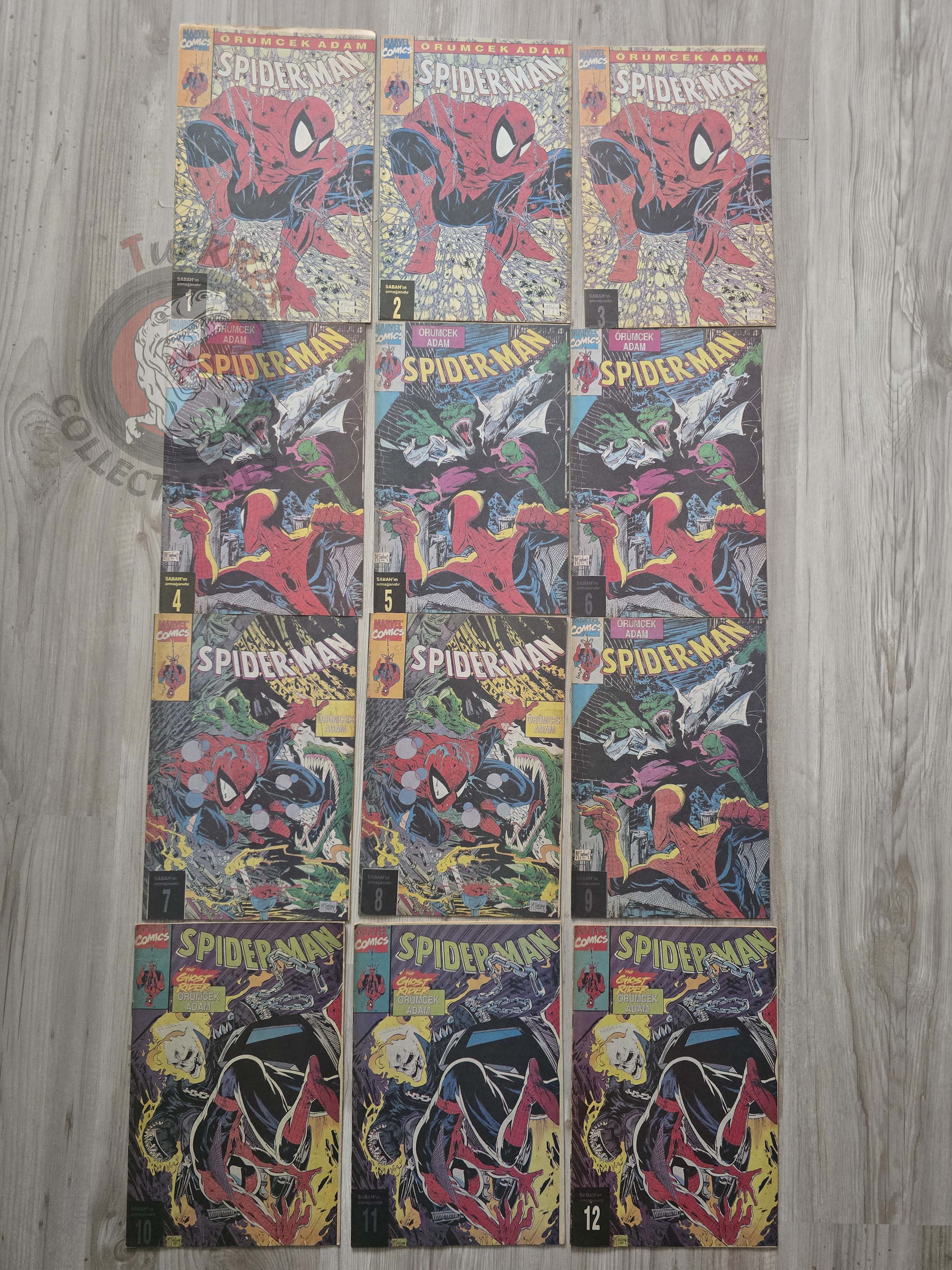 Spider-Man Complete Set 12 issues 1990s Turkish Comic Turkey  Todd McFarlane #1 to #7