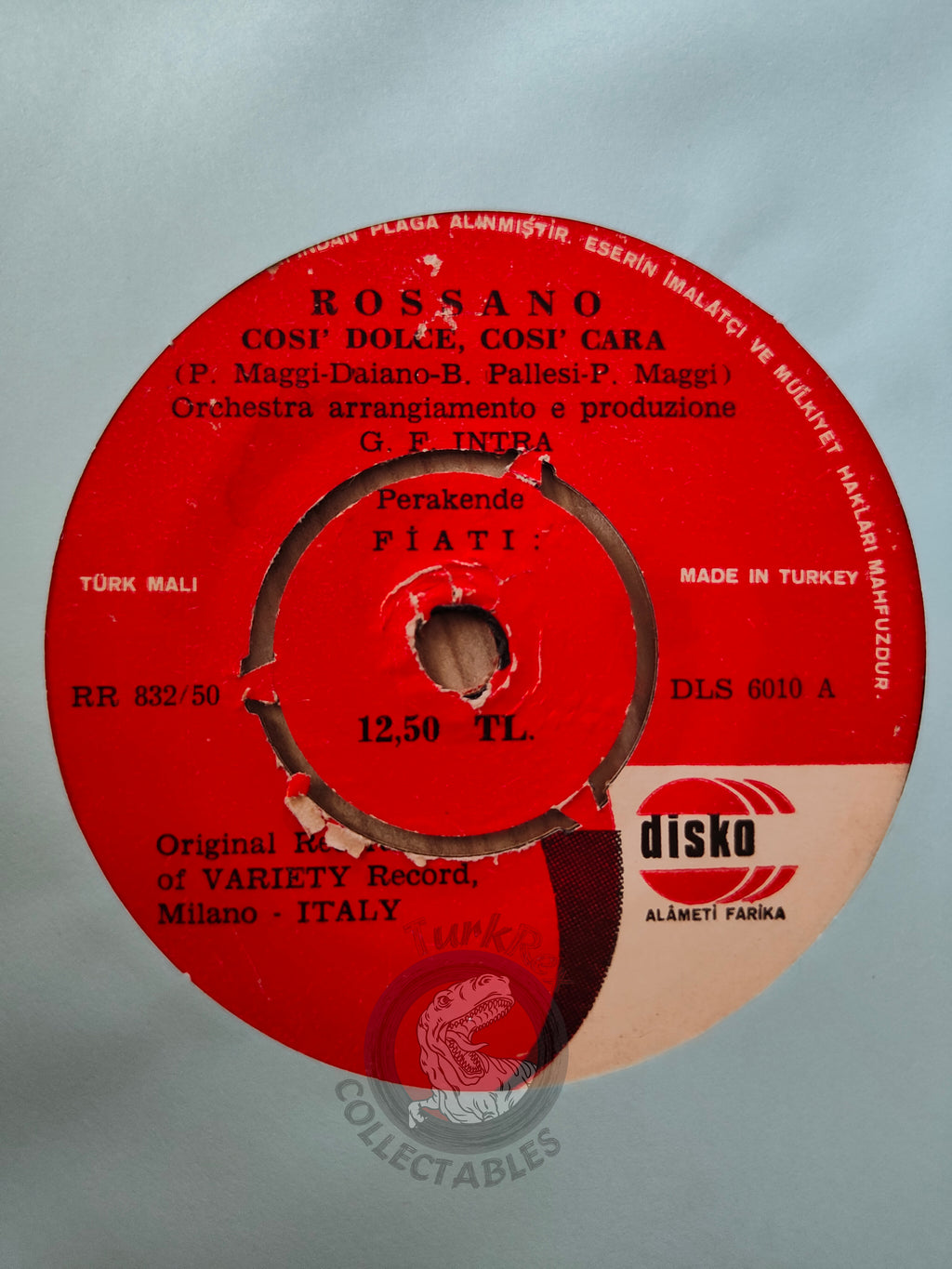 Rossano – Così Dolce, Così Cara 7" Turkish Pressing Vinyl Turkey Edition Sanremo
