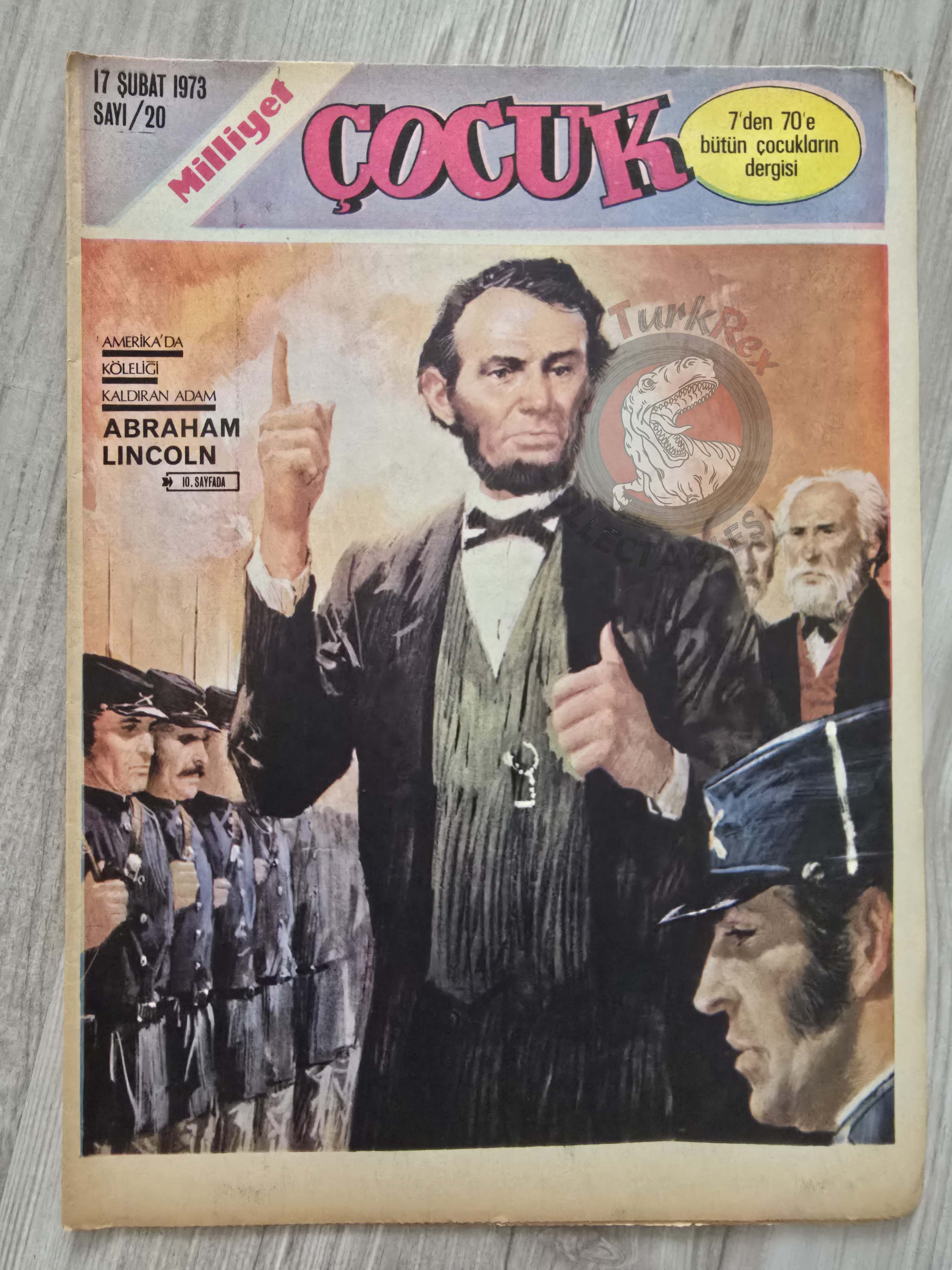 Milliyet Çocuk #20 1973 Turkish Comic Mag Turkey Tintin Jim Lacy Il Colonnello Caster’Bum Abraham Lincoln