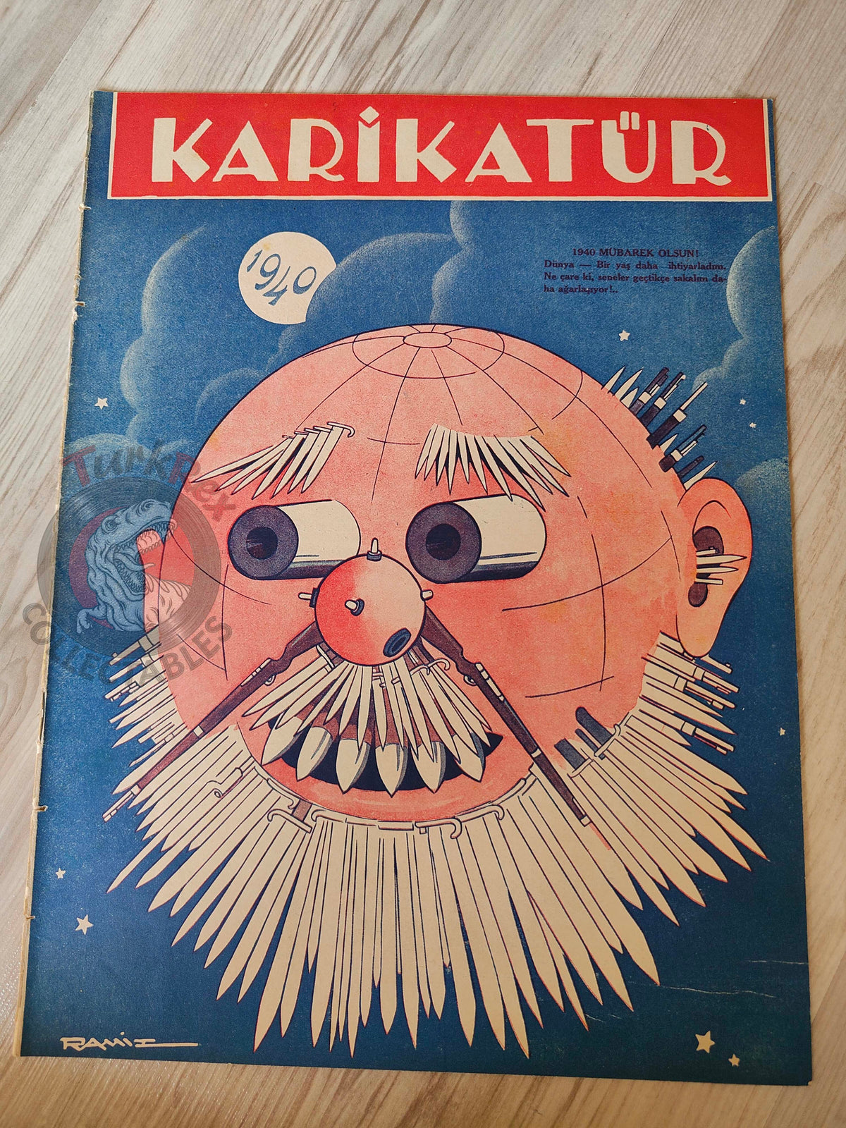 Karikatür 1939 Humor Magazine Turkish Turkey New Year Russia WW2 era Deutsche Lufthansa