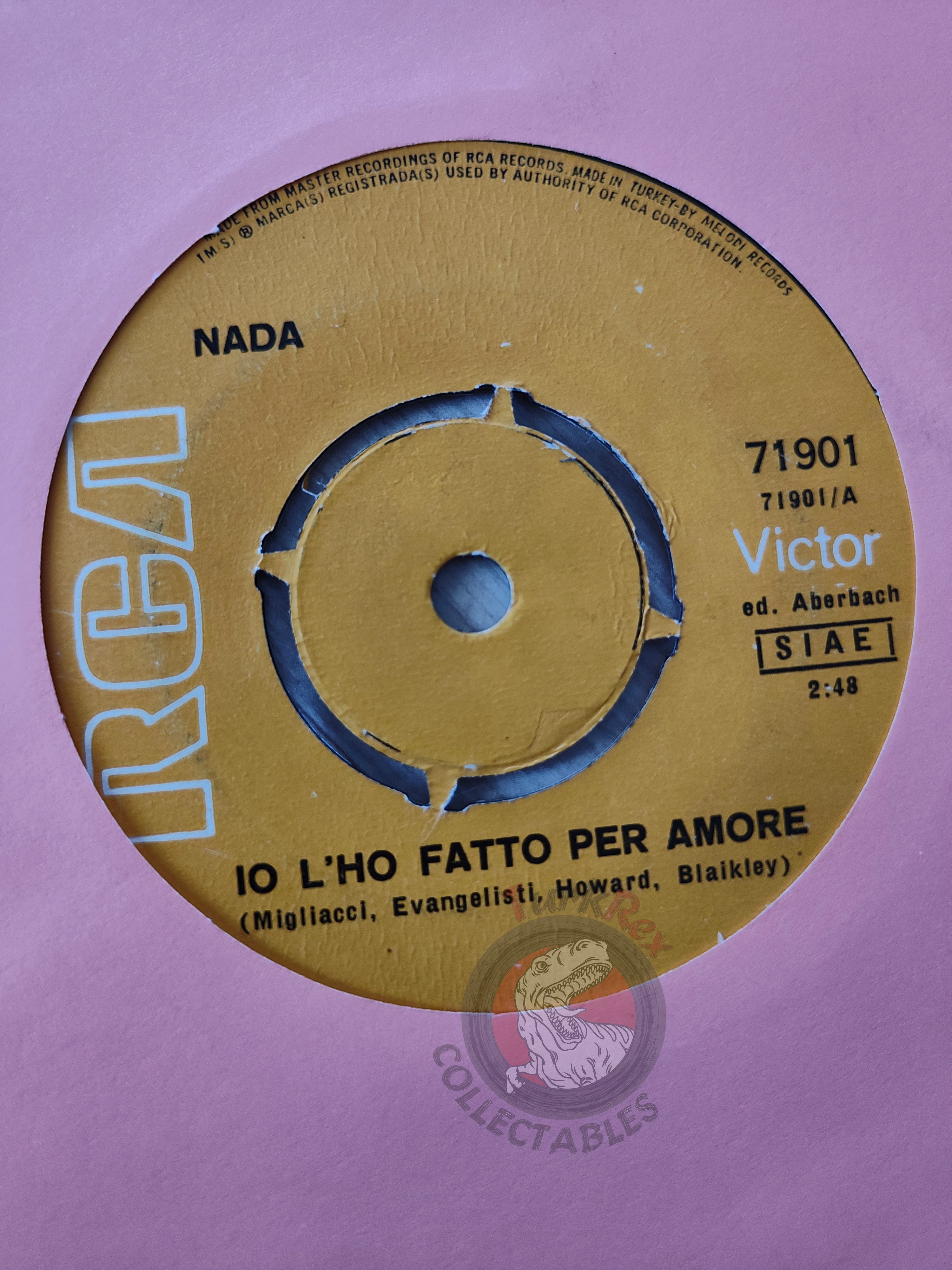 Nada – Io L'Ho Fatto Per Amore 7" Turkish Pressing Vinyl Turkey Edition 2