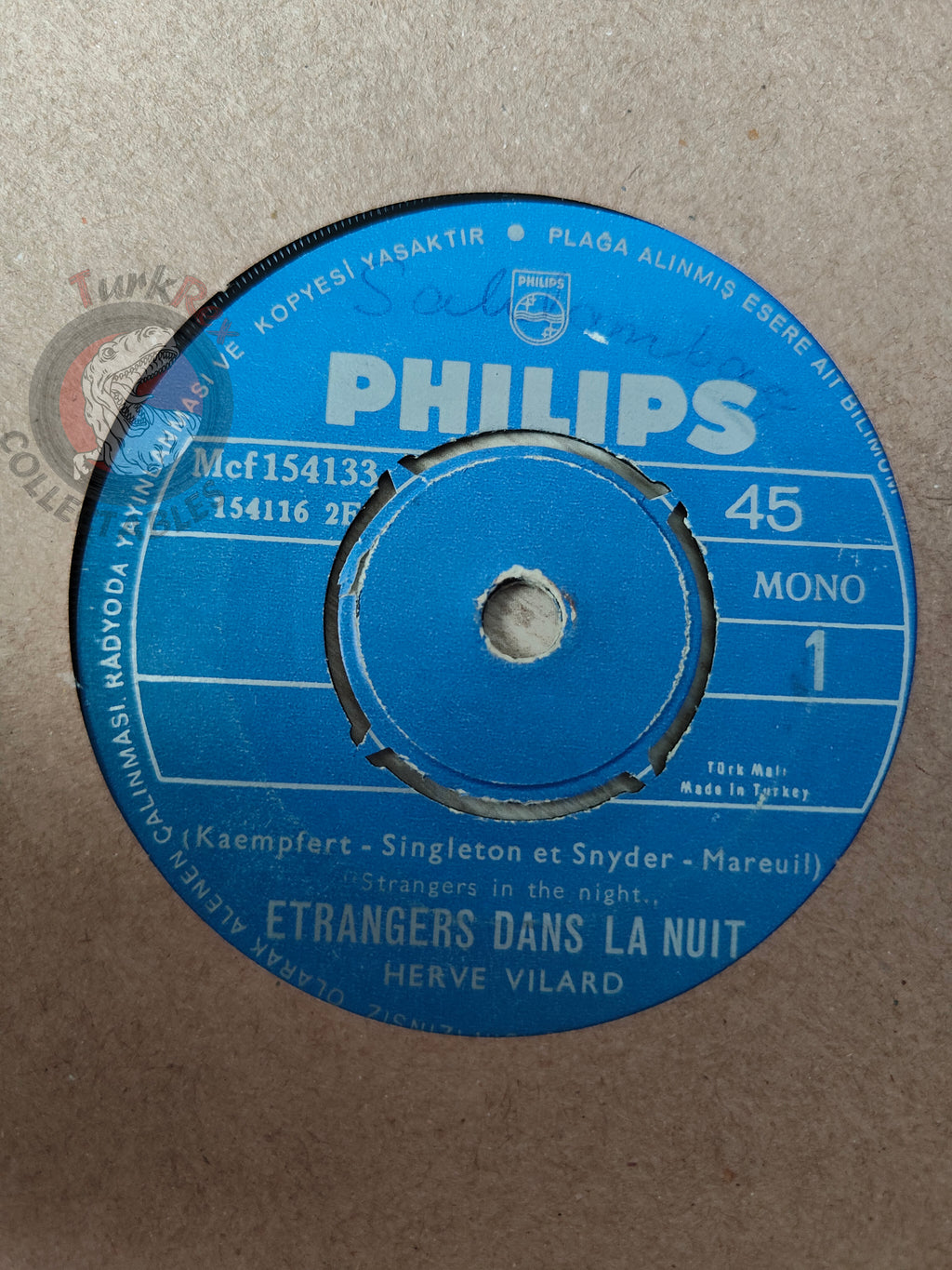 Hervé Vilard – Etrangers Dans La Nuit 7" Turkish Pressing Vinyl Turkey Edition
