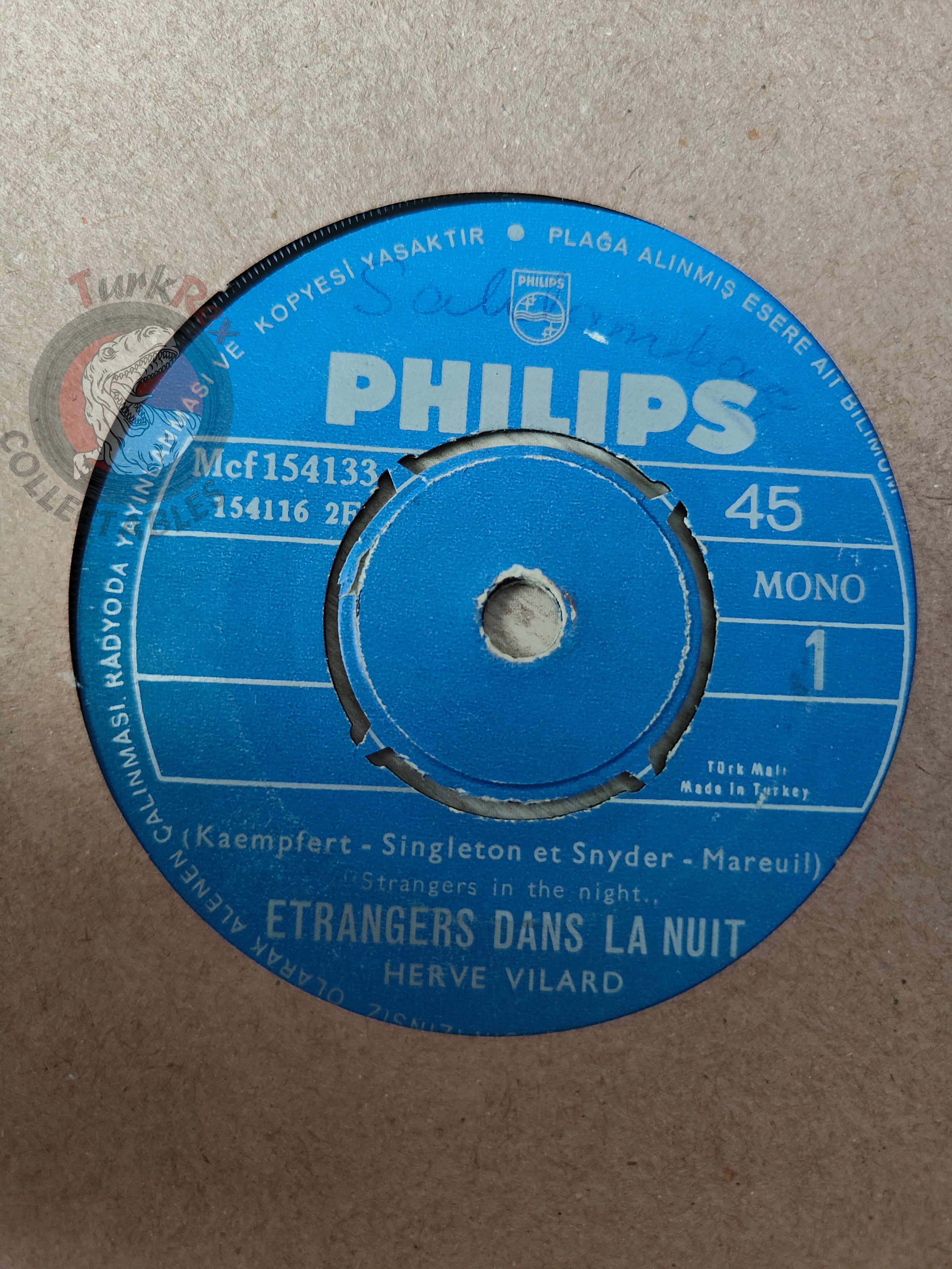Hervé Vilard – Etrangers Dans La Nuit 7" Turkish Pressing Vinyl Turkey Edition