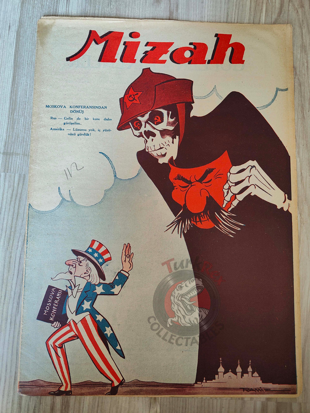 Mizah 1948 Humor Magazine Turkish Turkey Uncle Sam Moscow Conference Soviet Russia USA
