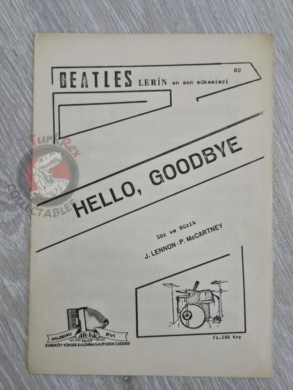The Beatles – Hello, Goodbye Turkish Vintage Musical Notes Sheet Turkey