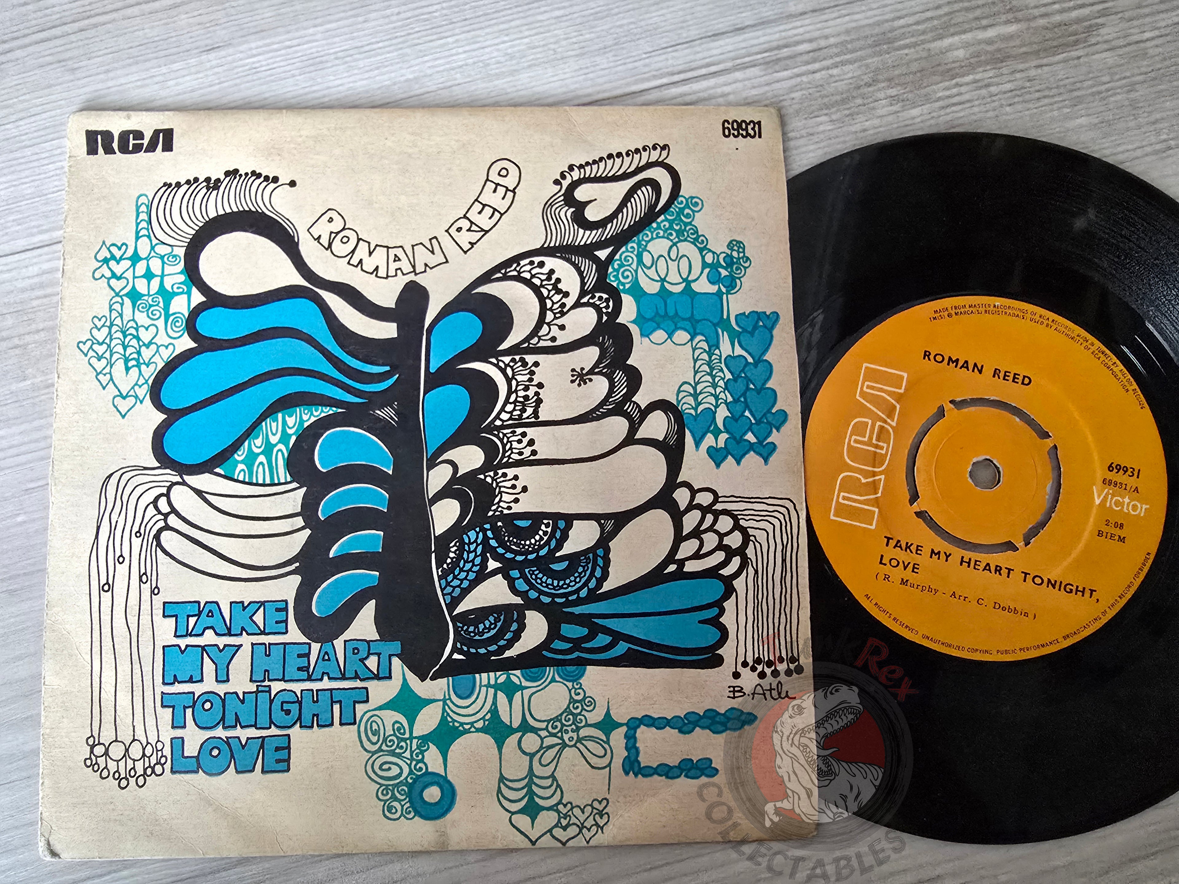 Roman Reed – Take My Heart Tonight, Love 7" Turkish Pressing Vinyl Turkey Edition