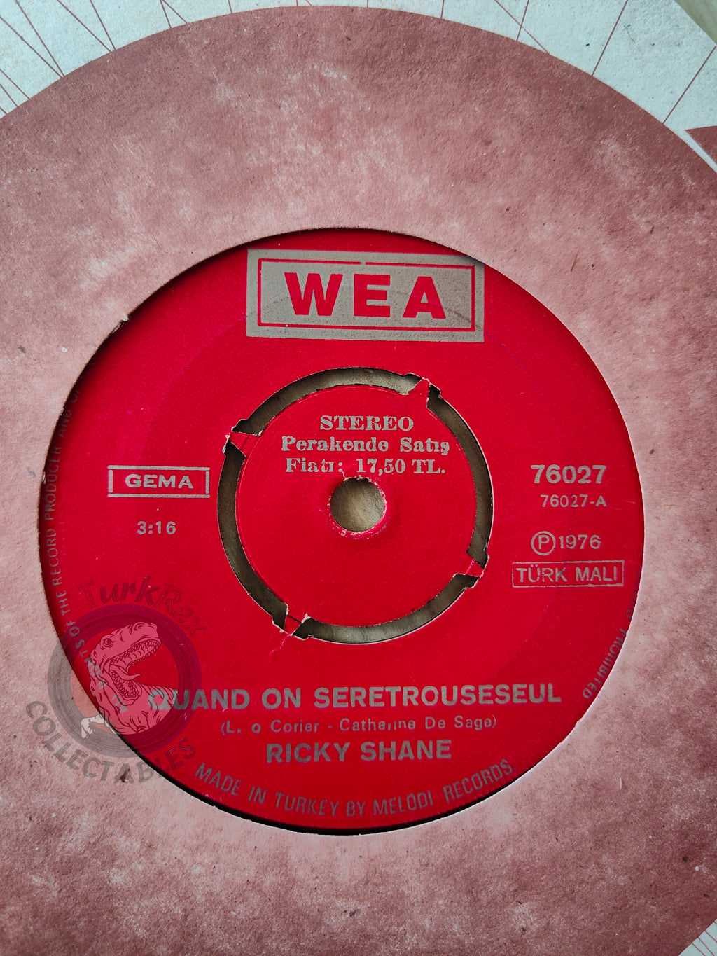 Ricky Shayne – Quand On Se Retrouve Seul 7" Turkish Pressing Vinyl Turkey Edition
