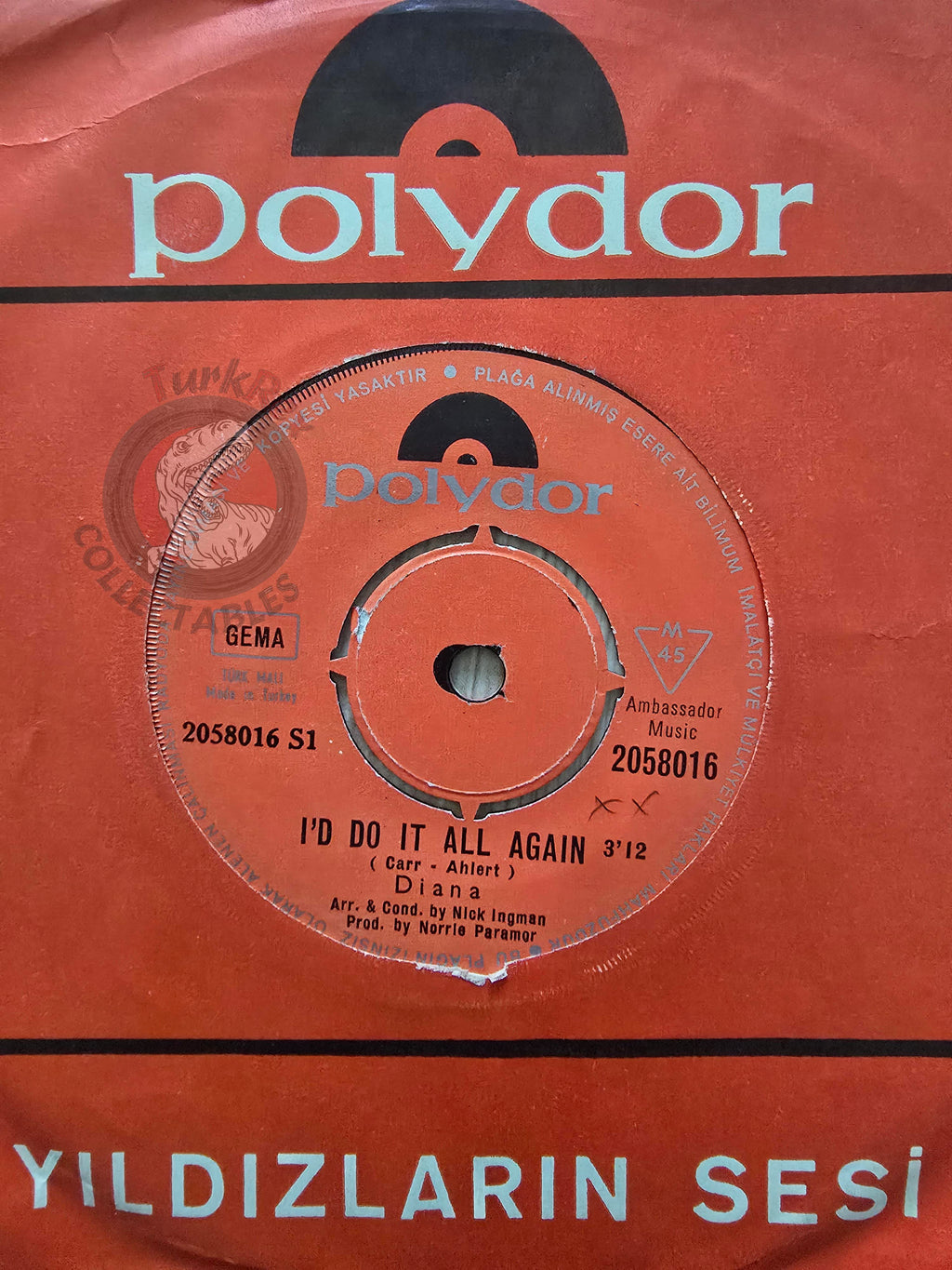 Diana – I'd Do It All Again / Whenever Never Comes 7" Turkish Pressing Vinyl Turkey Edition