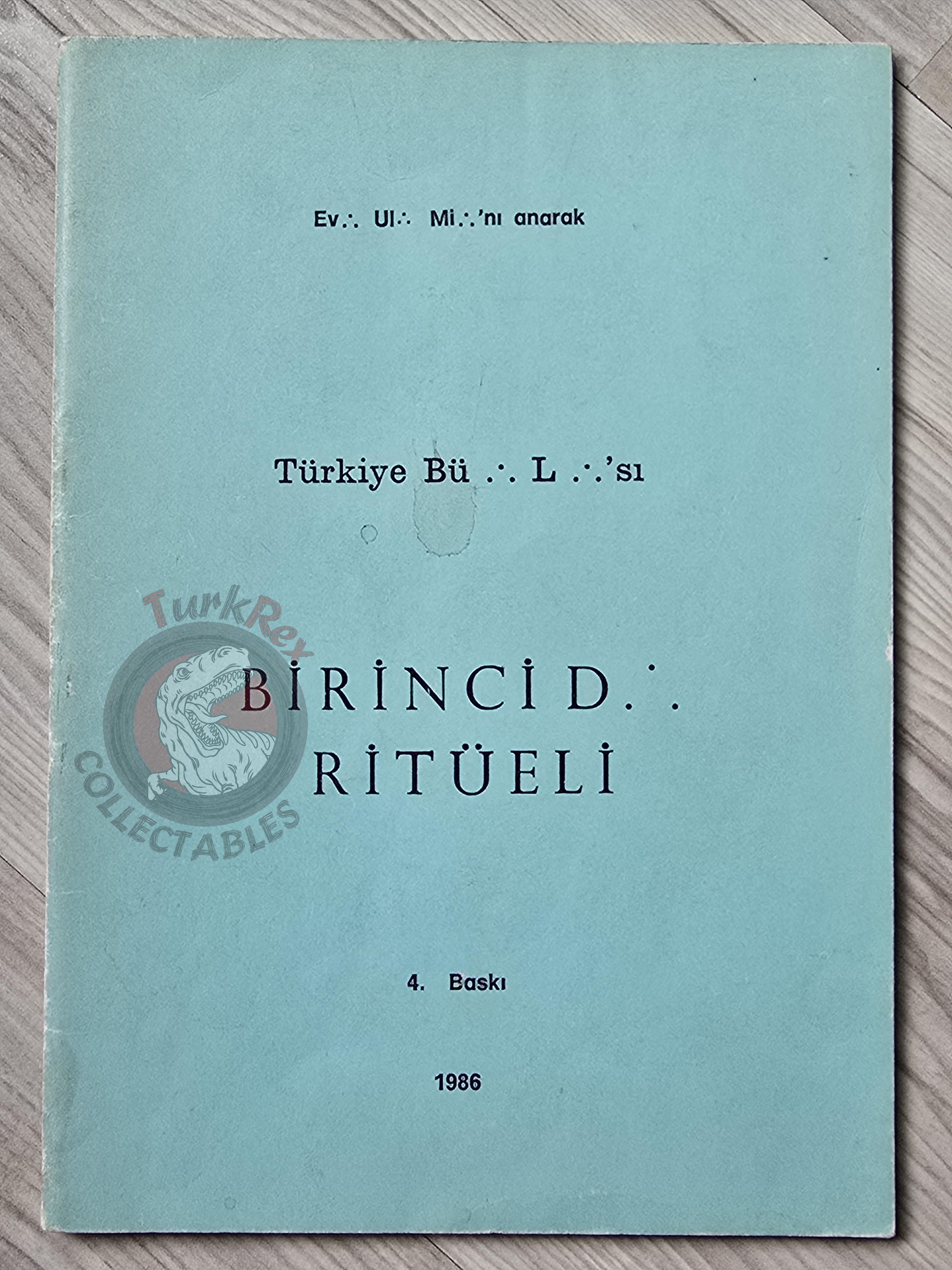 Turkish Freemasonry 1st Degree Ritual Apprentice 1986 Booklet Masonic Masons of Turkey