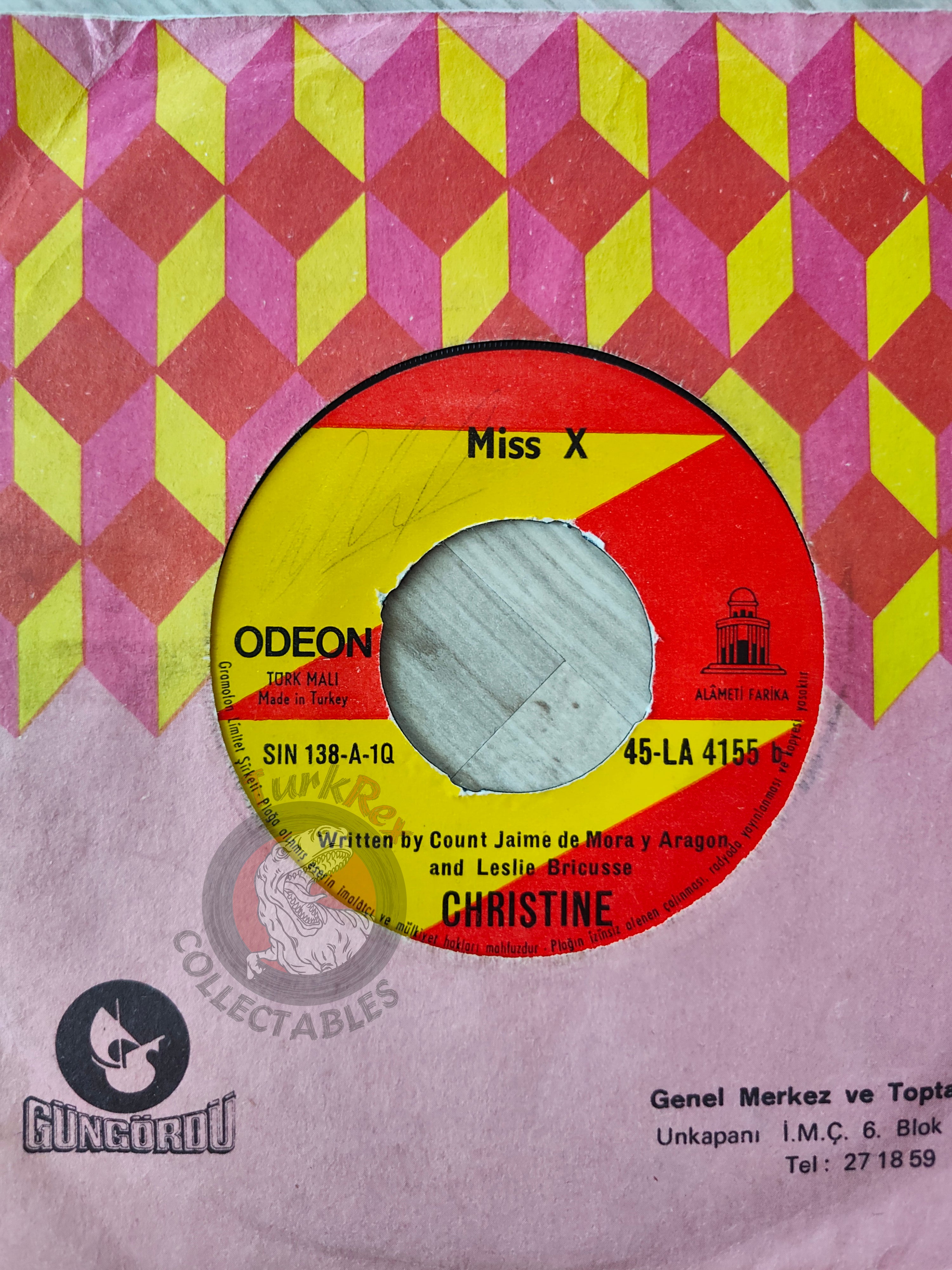 Miss X – Sex / Cristine 7" Turkish Pressing Vinyl Turkey Edition