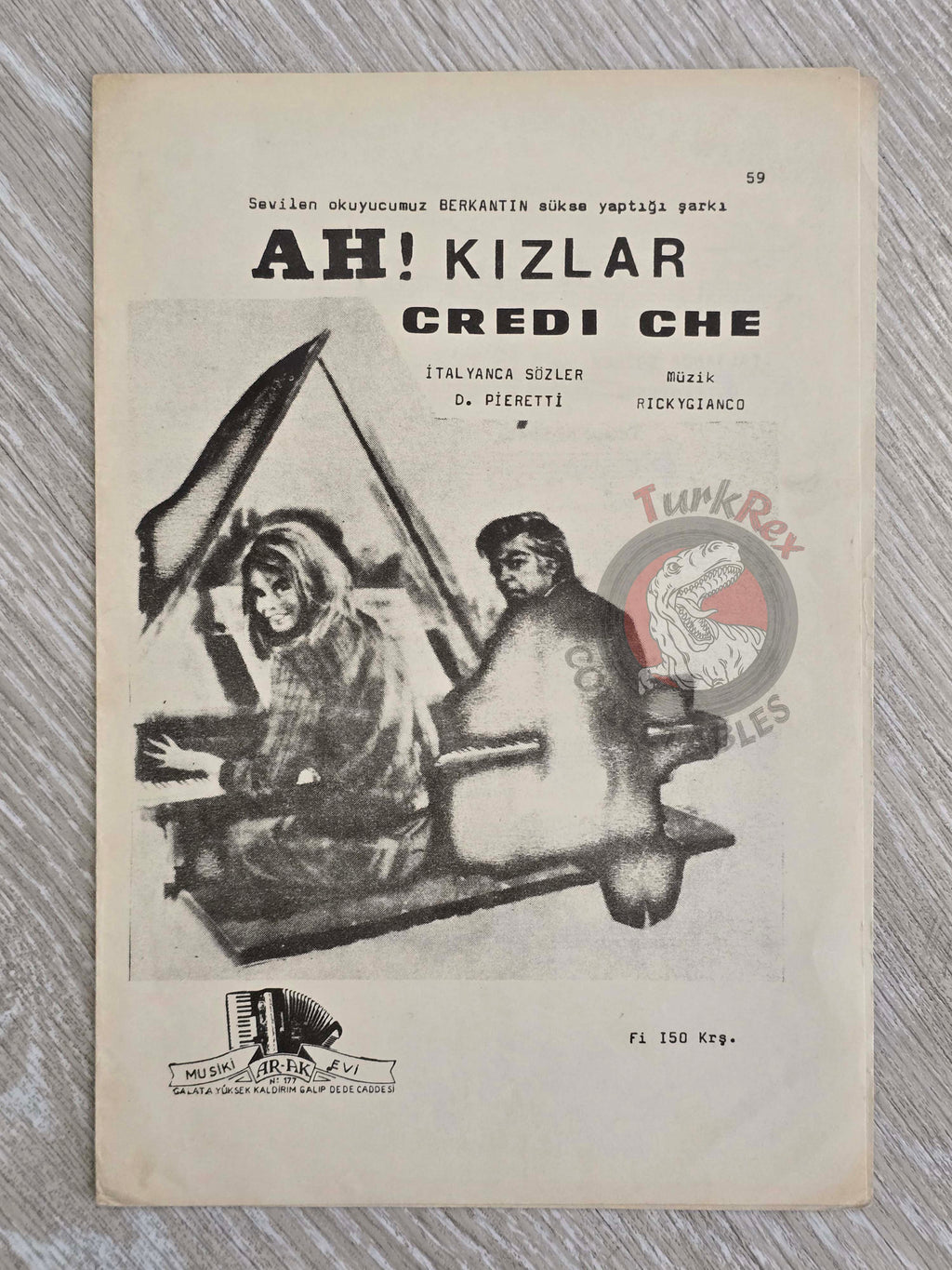 Ricky Gianco & Berkant – Credi Che Turkish Vintage Musical Notes Sheet Turkey