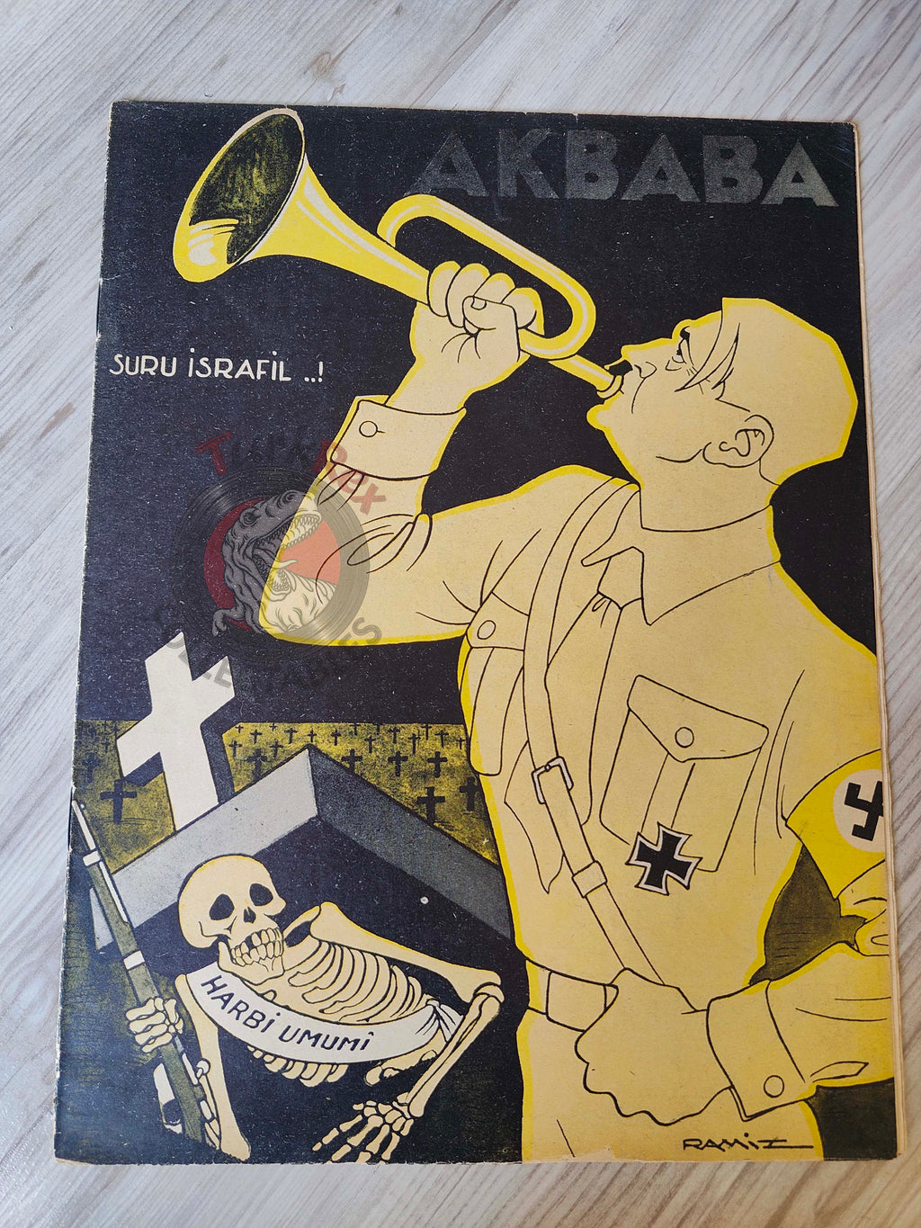 Akbaba 1936 Humor Magazine Turkish Turkey The Trumpet of Israfil Hitler WW2 era War