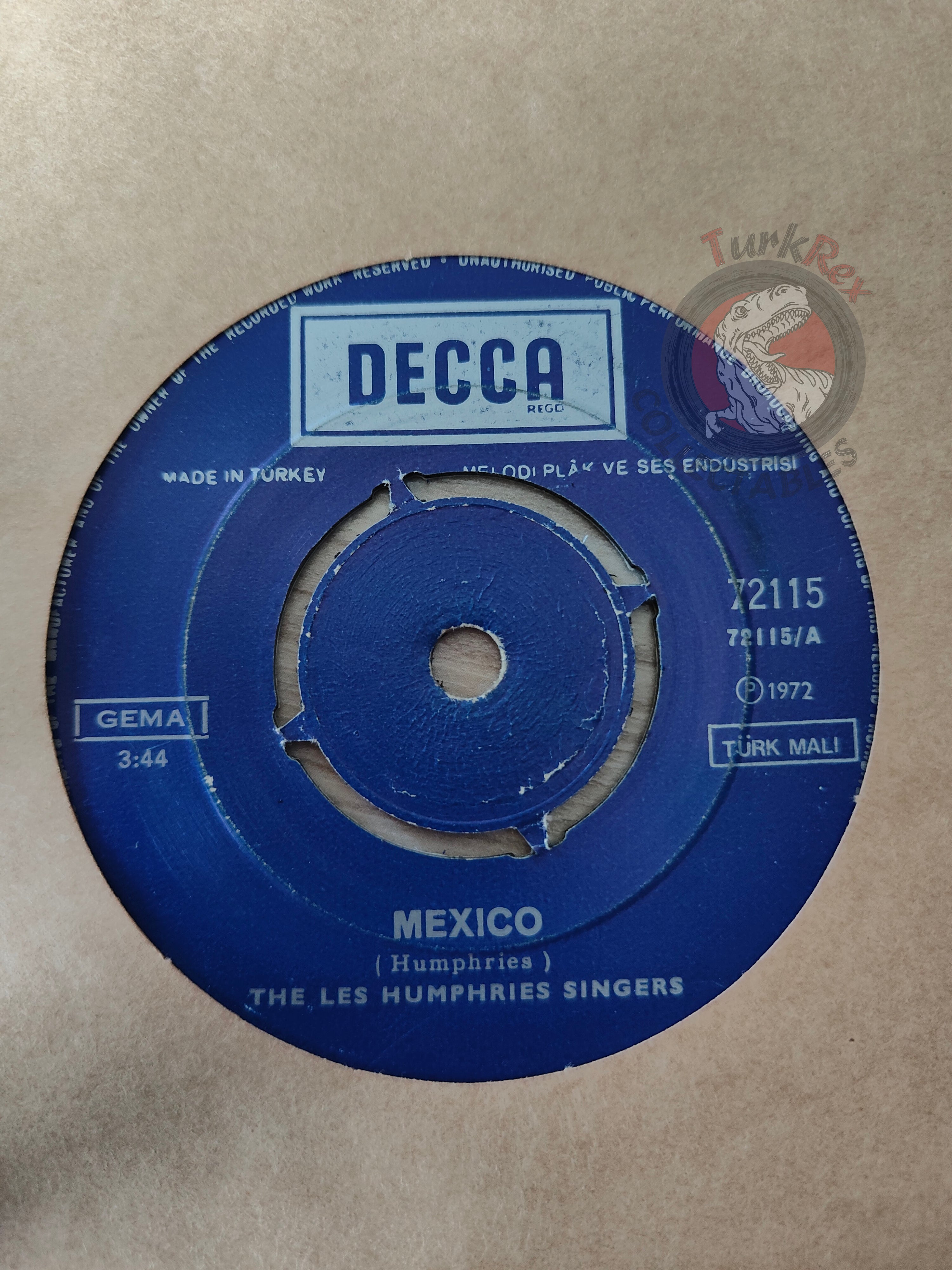 The Les Humphries Singers – Mexico 7" Turkish Pressing Vinyl Turkey Edition 2