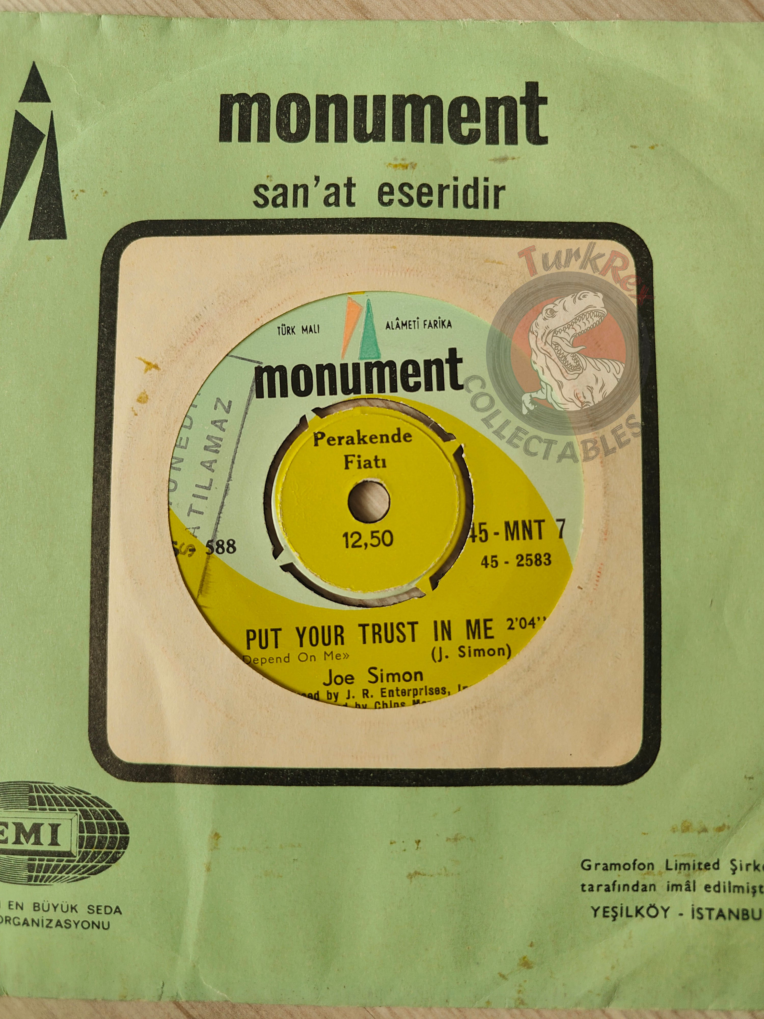 Joe Simon – Put Your Trust In Me 7" Turkish Promo Pressing Vinyl Turkey Edition
