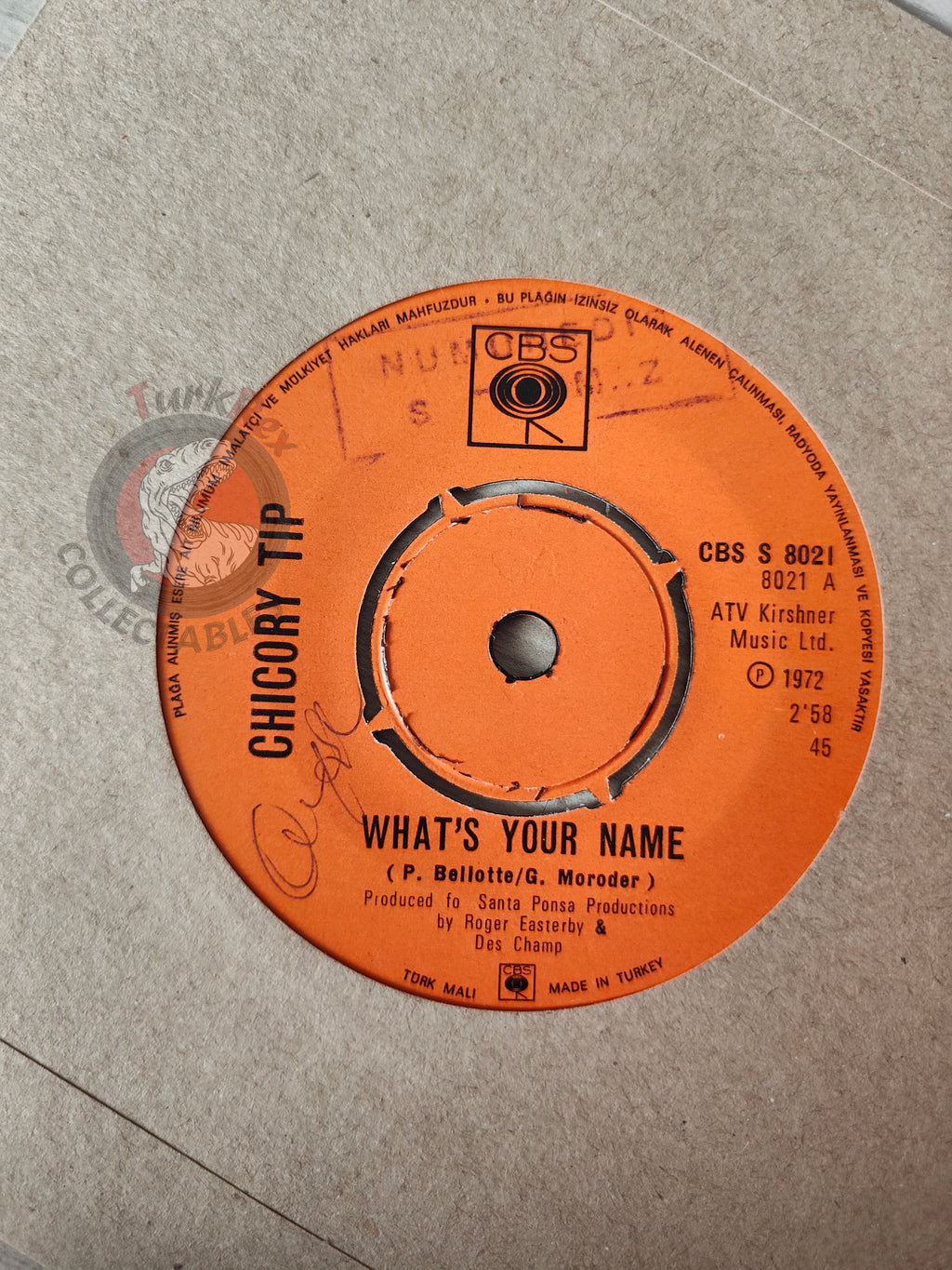 Chicory Tip – What's Your Name 7" Promo Turkish Pressing Vinyl Turkey Edition